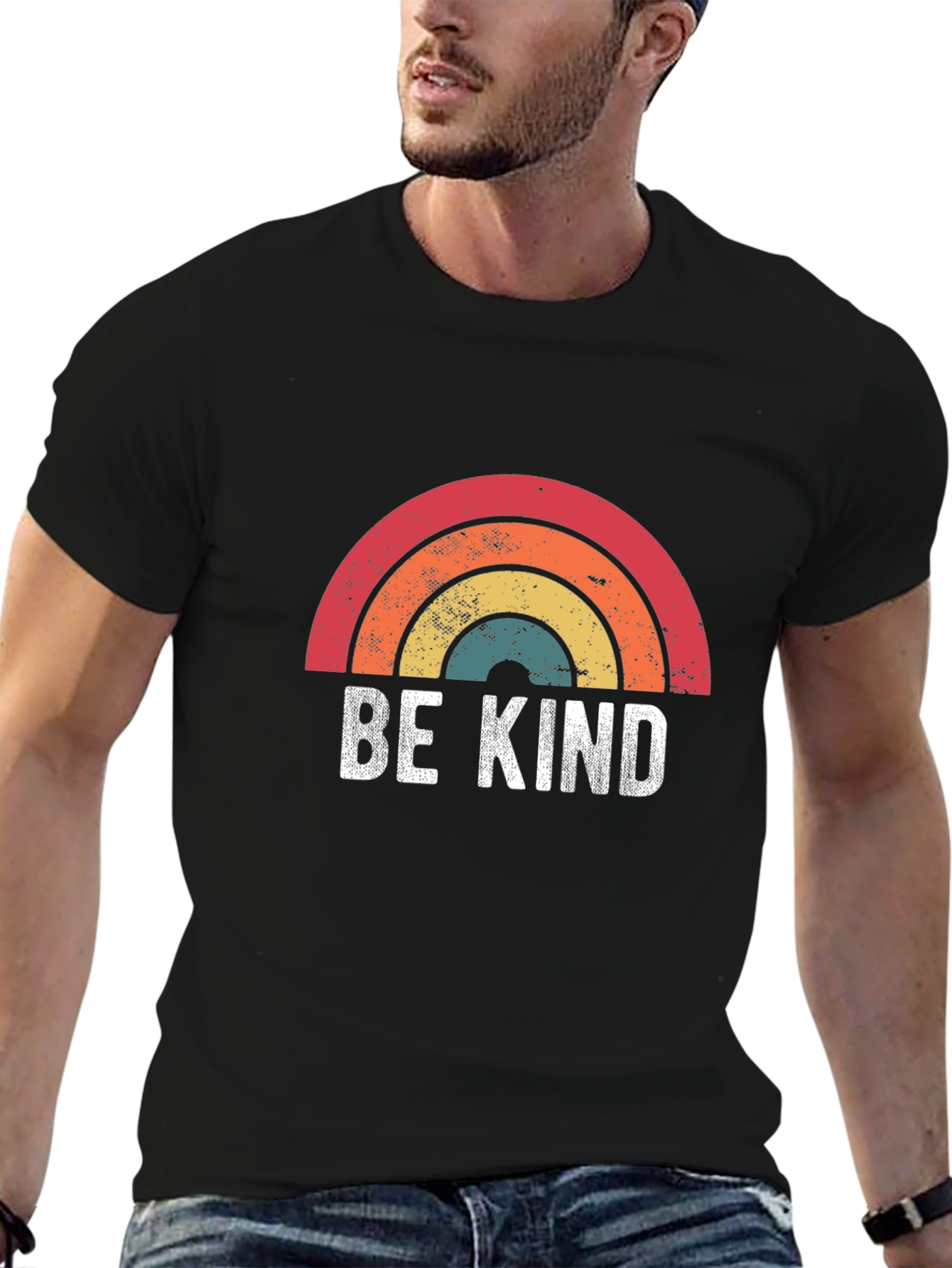 Be Kind Rainbow Graphic Tee - Soft Cotton Blend