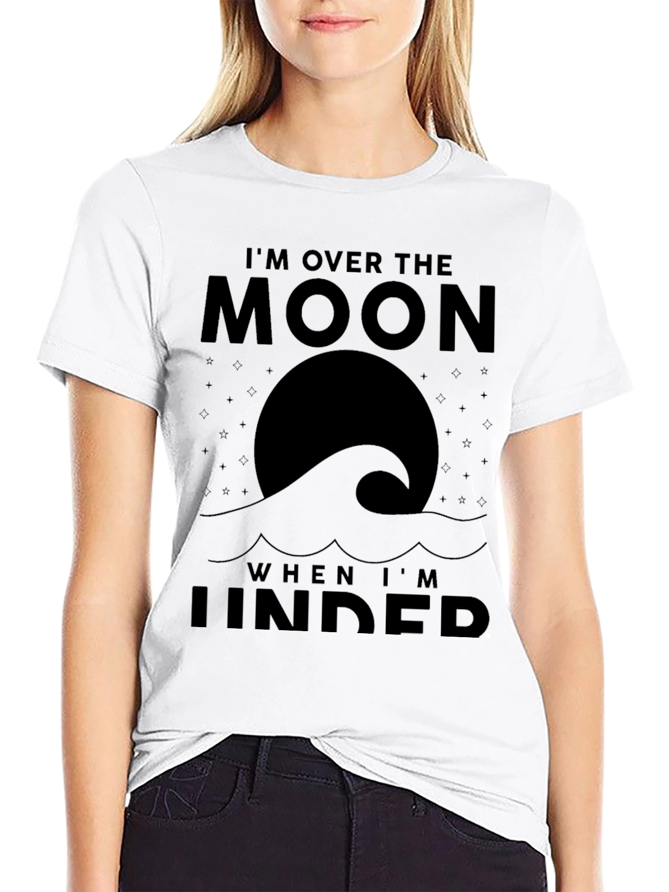 Over the Moon Black Graphic Tee