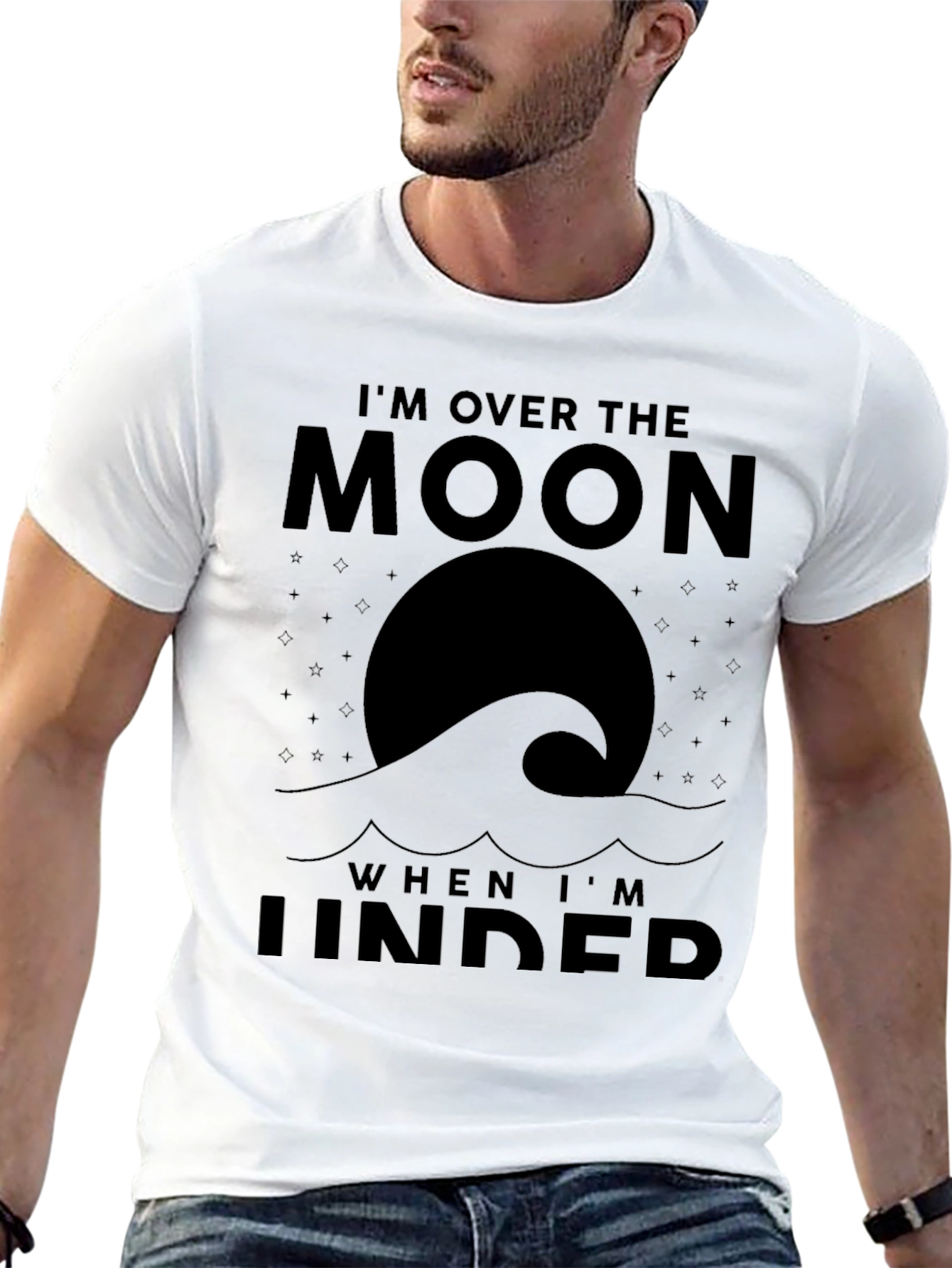 Over the Moon Black Graphic Tee