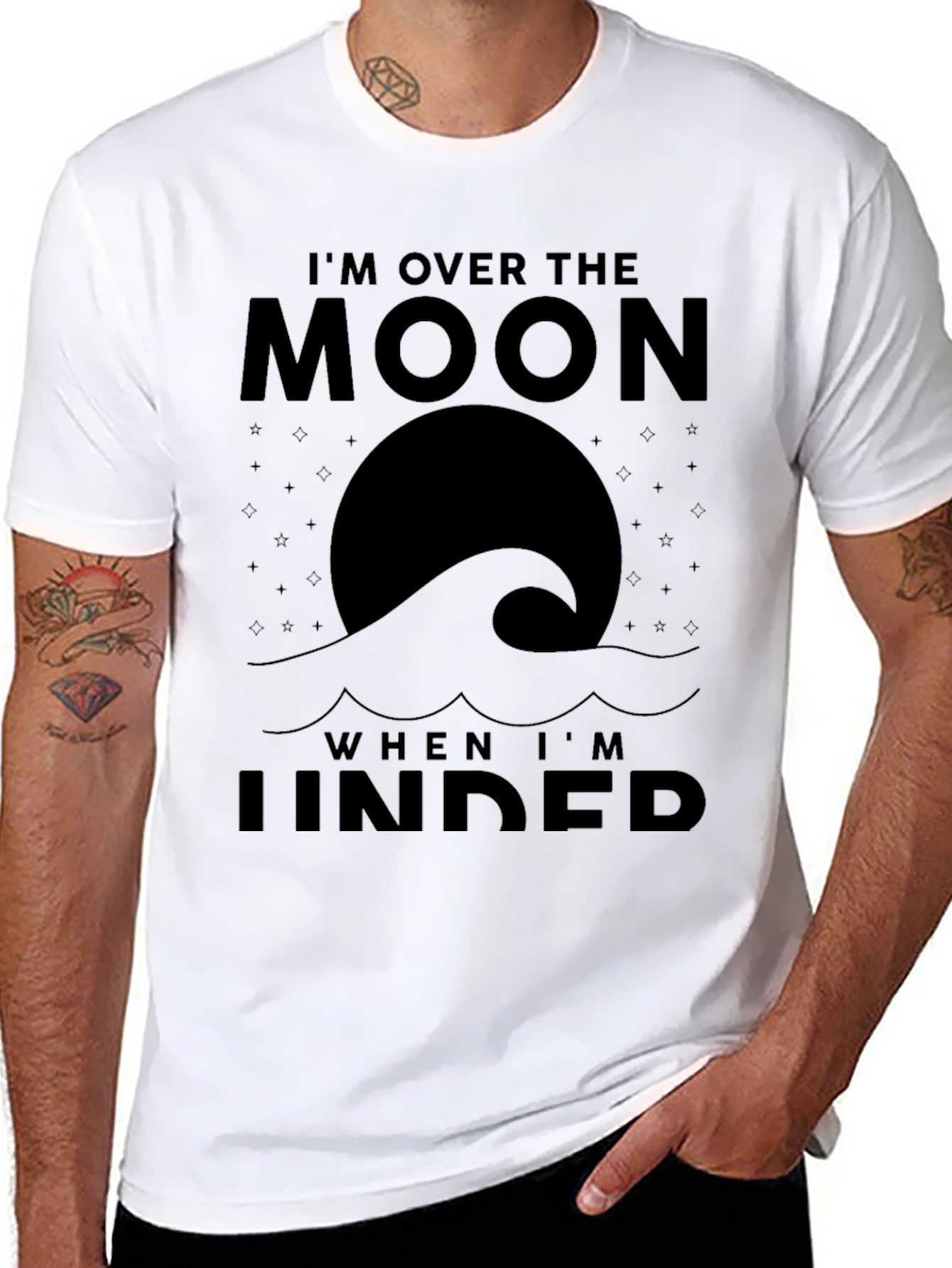 Over the Moon Black Graphic Tee
