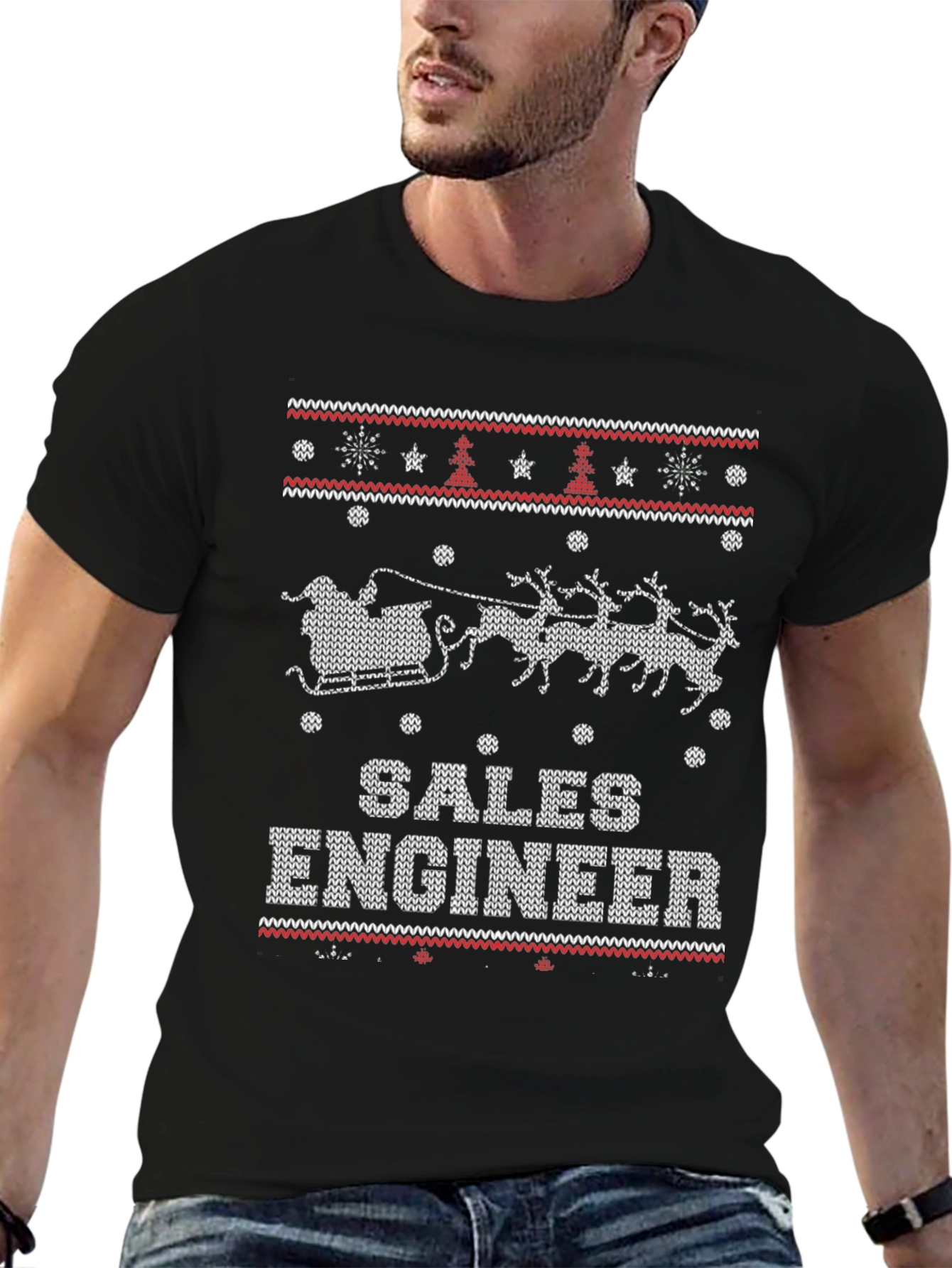 Sales Engineer Ugly Christmas Sweater Style T-Shirt