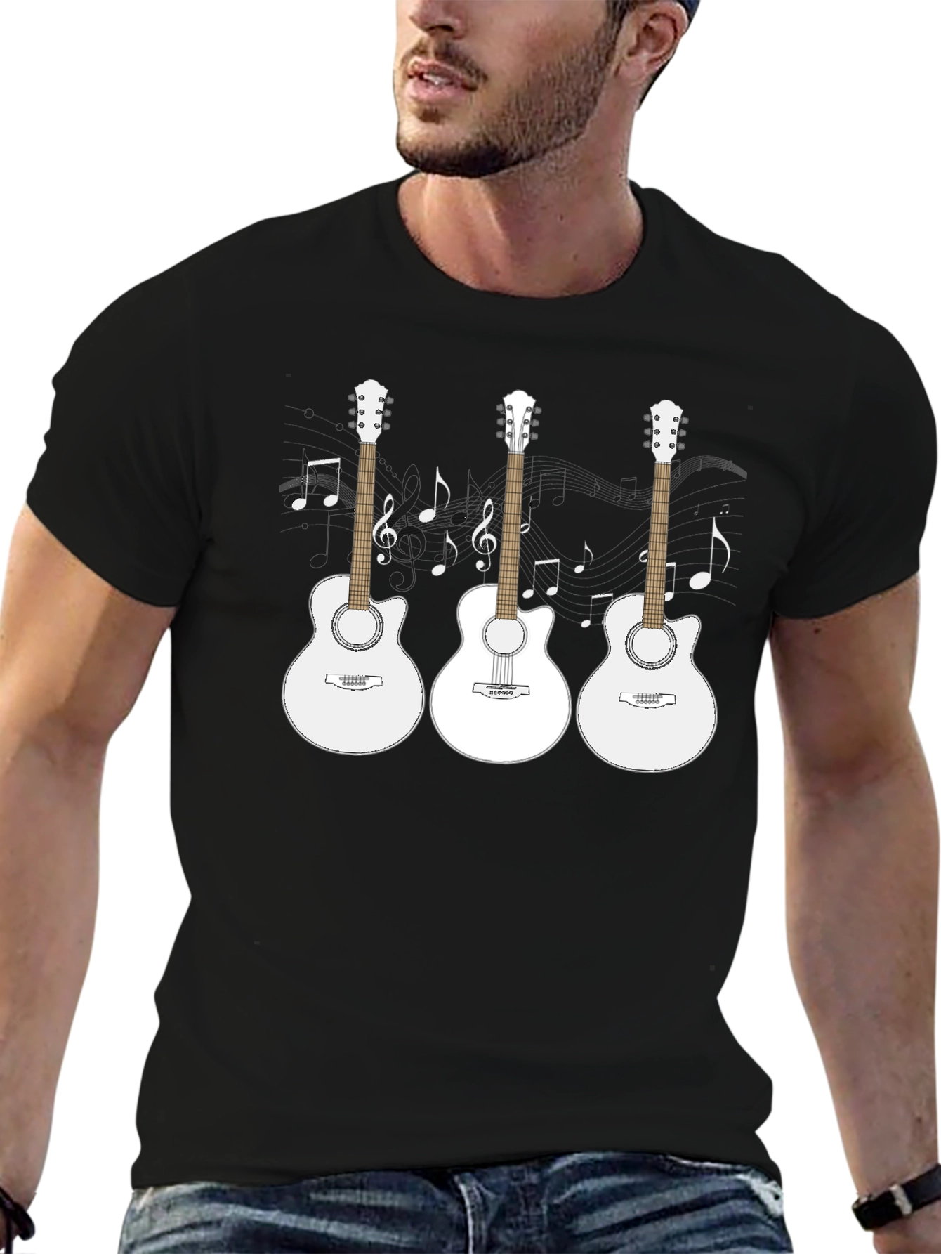 Guitar Music T-Shirt - Black Cotton Tee