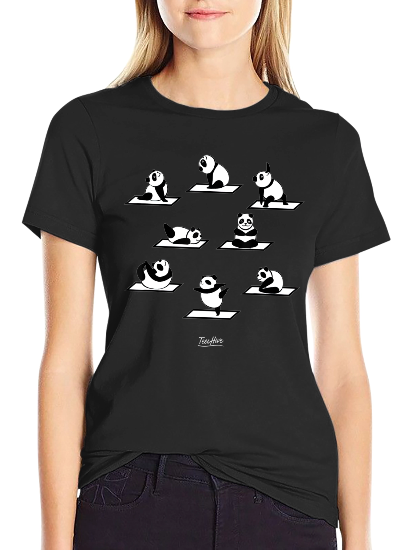 Panda Yoga T-Shirt - Black Graphic Tee