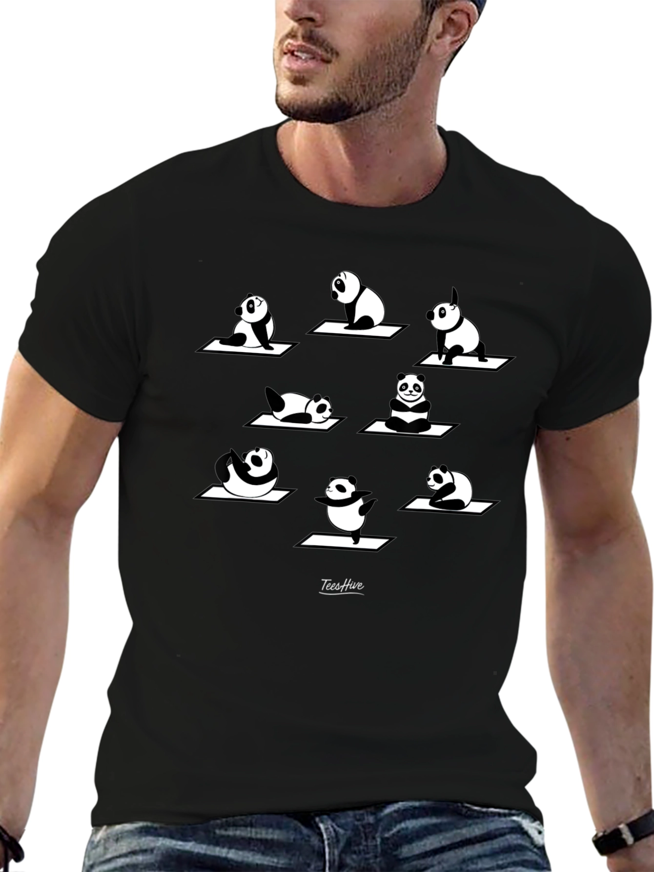 Panda Yoga T-Shirt - Black Graphic Tee