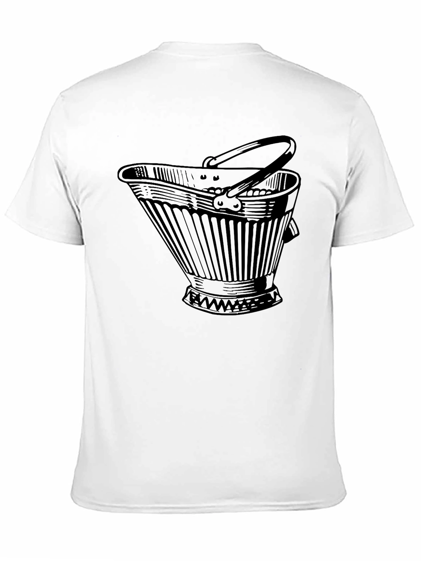Novelty Bucket Graphic Tee - Black Cotton Casual T-Shirt