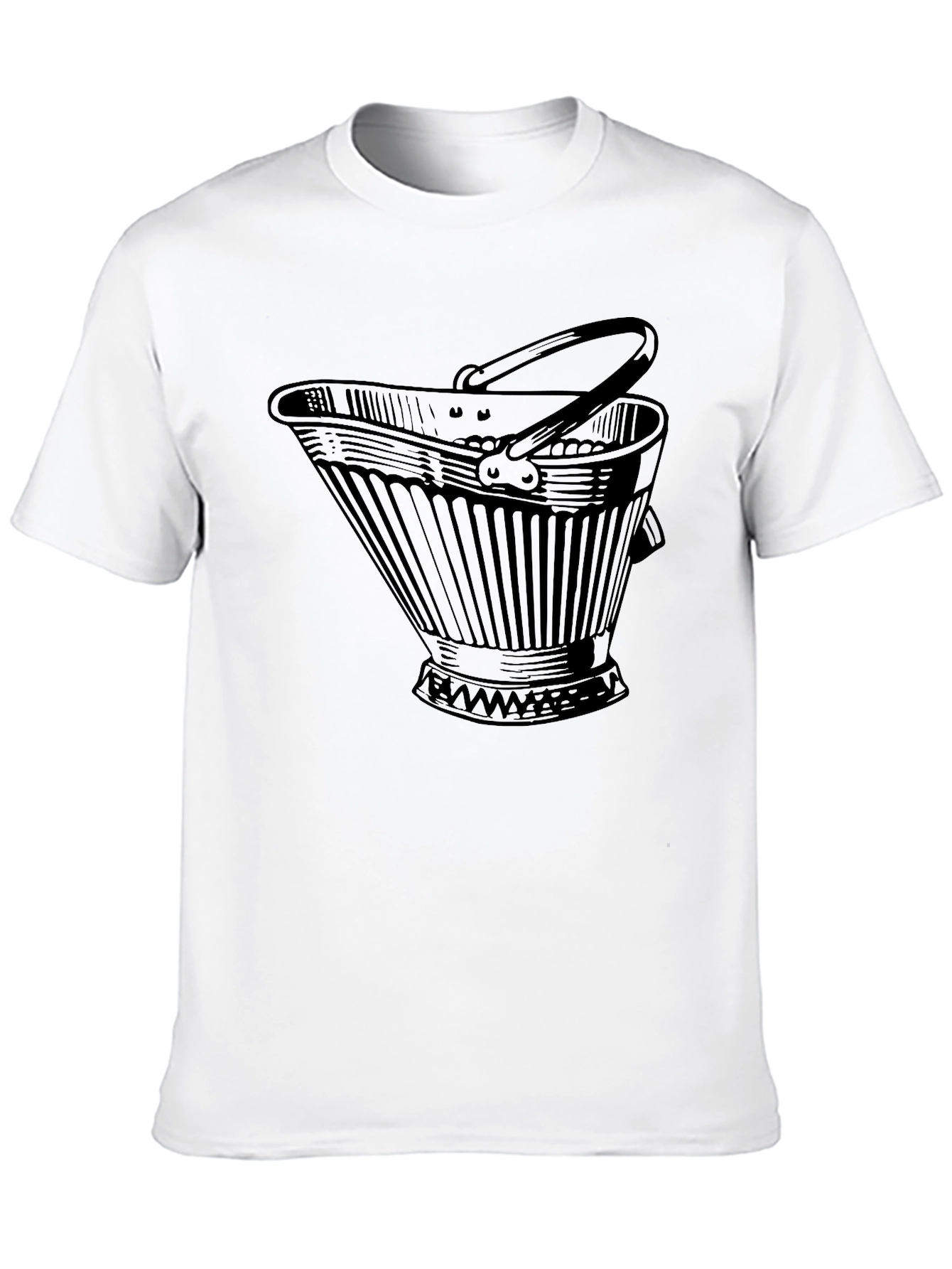 Novelty Bucket Graphic Tee - Black Cotton Casual T-Shirt