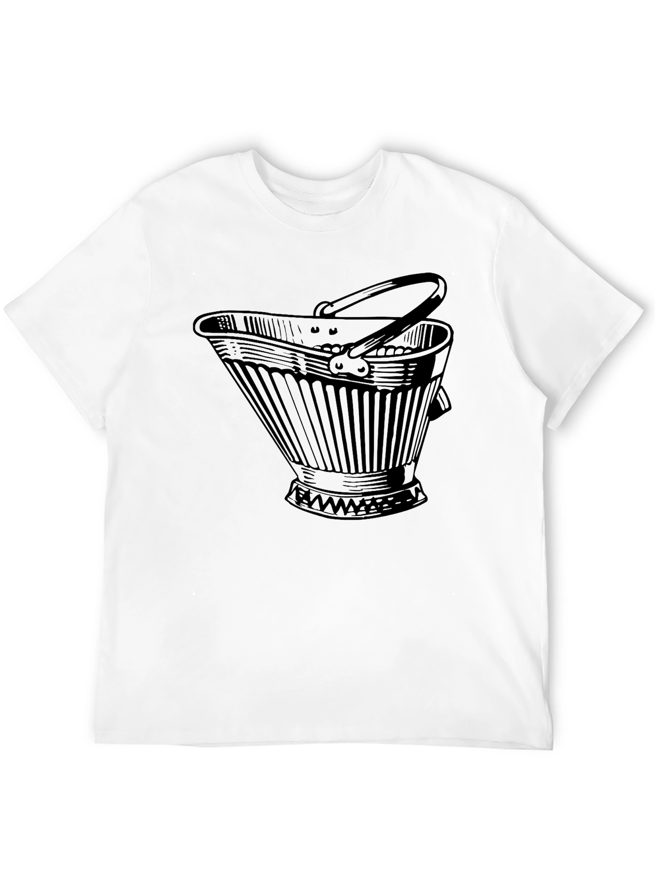Novelty Bucket Graphic Tee - Black Cotton Casual T-Shirt