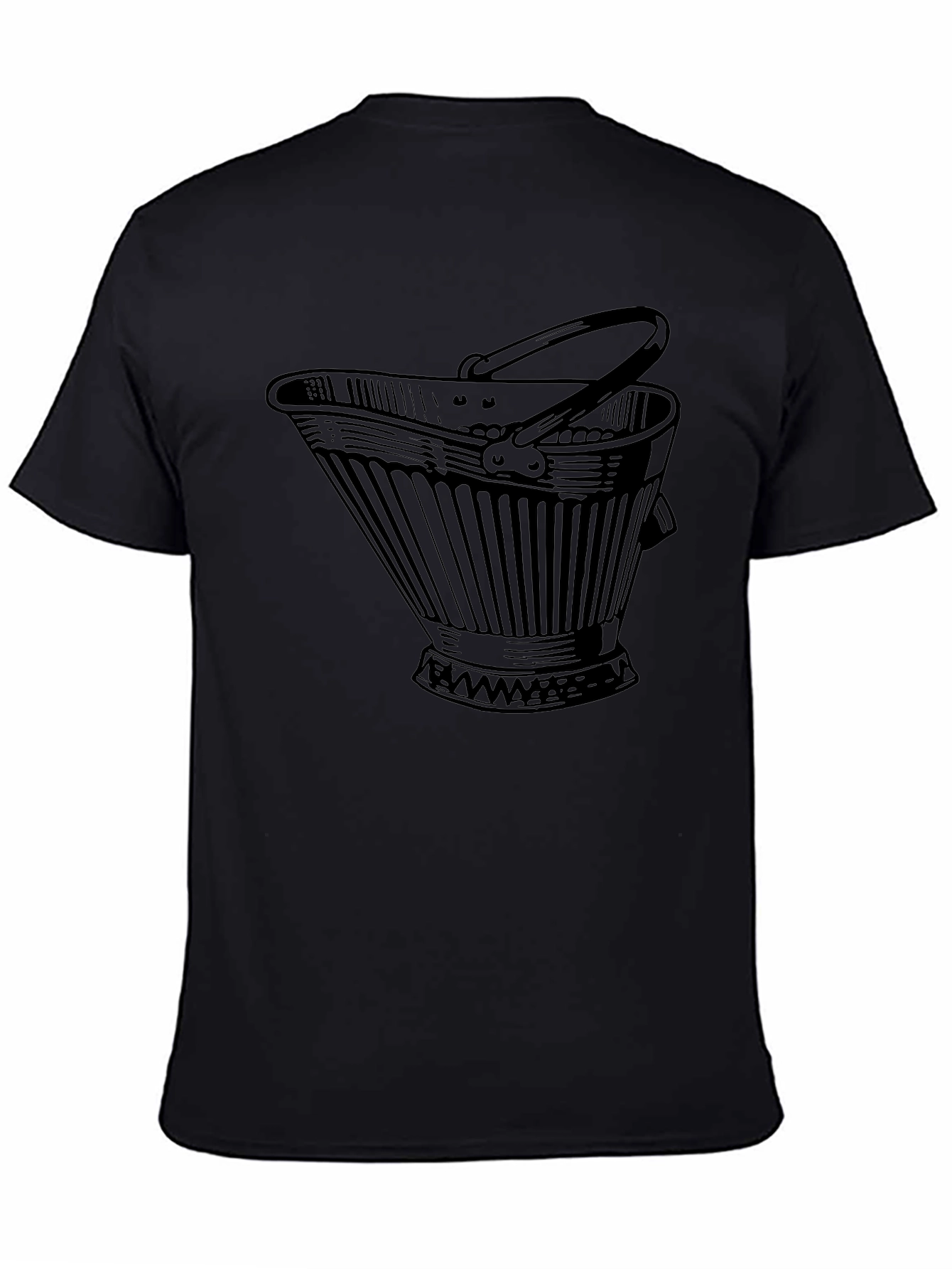 Novelty Bucket Graphic Tee - Black Cotton Casual T-Shirt
