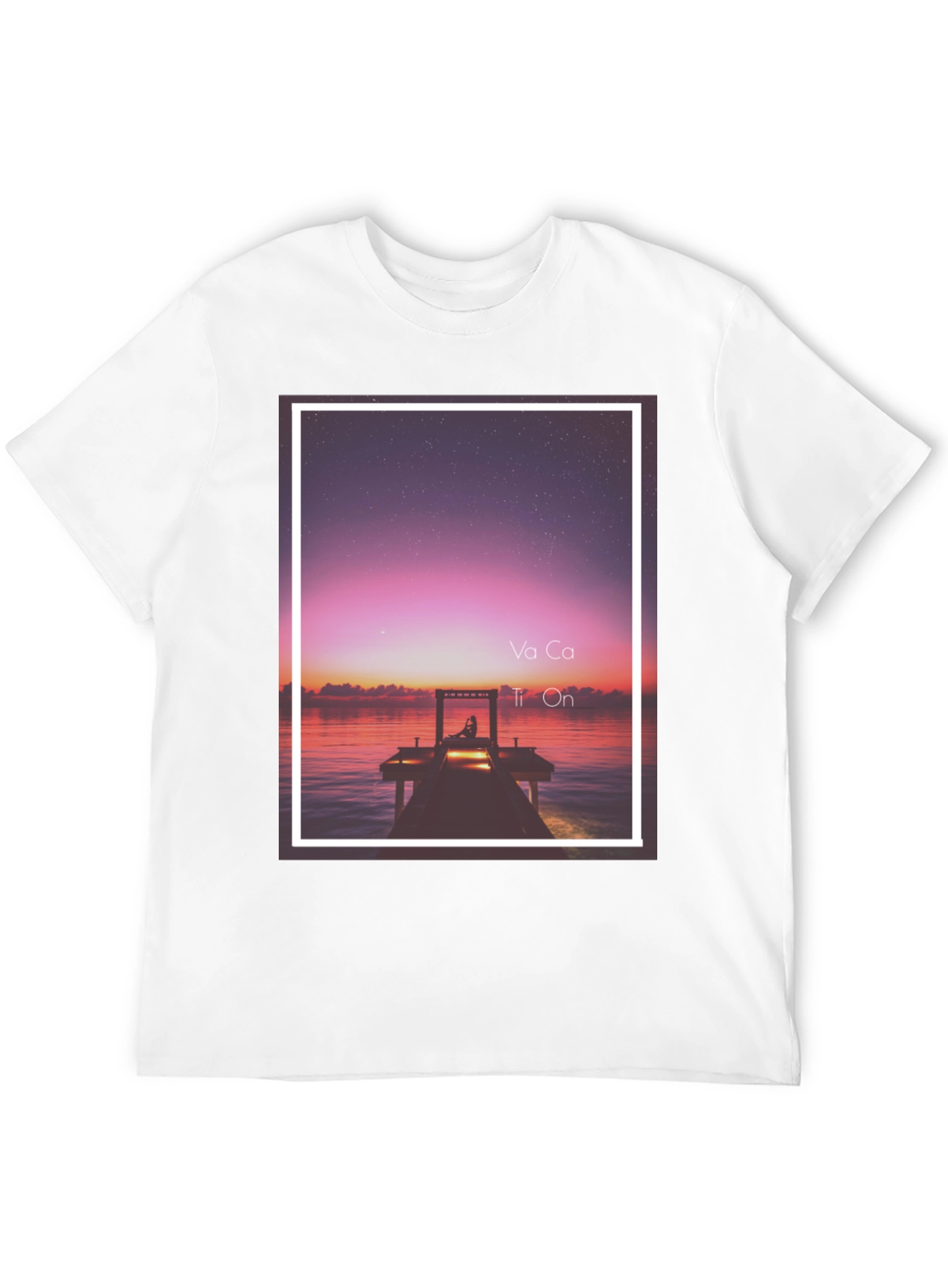 Sunset Dock Graphic Tee - Relaxed Fit Black T-Shirt
