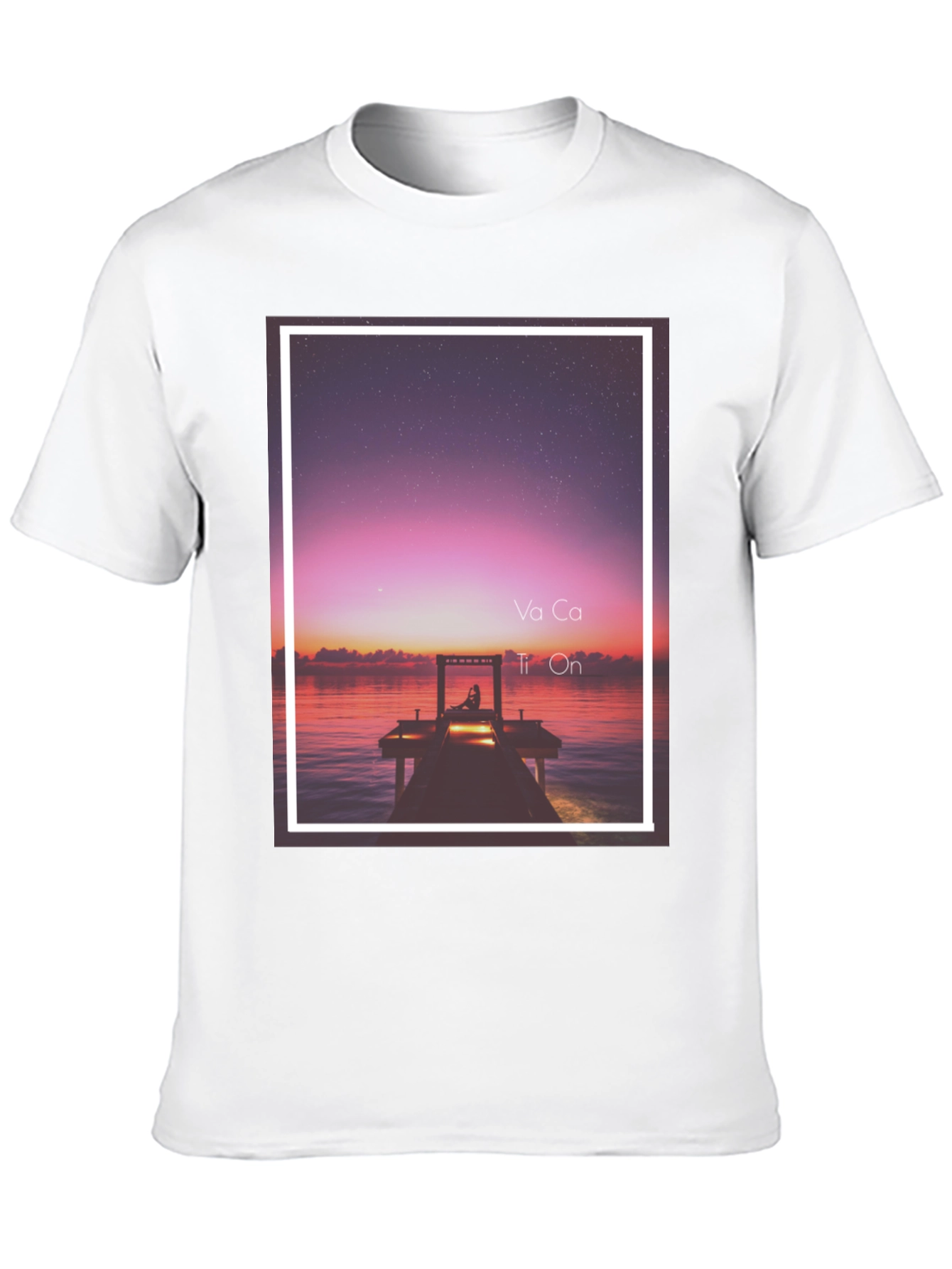 Sunset Dock Graphic Tee - Relaxed Fit Black T-Shirt