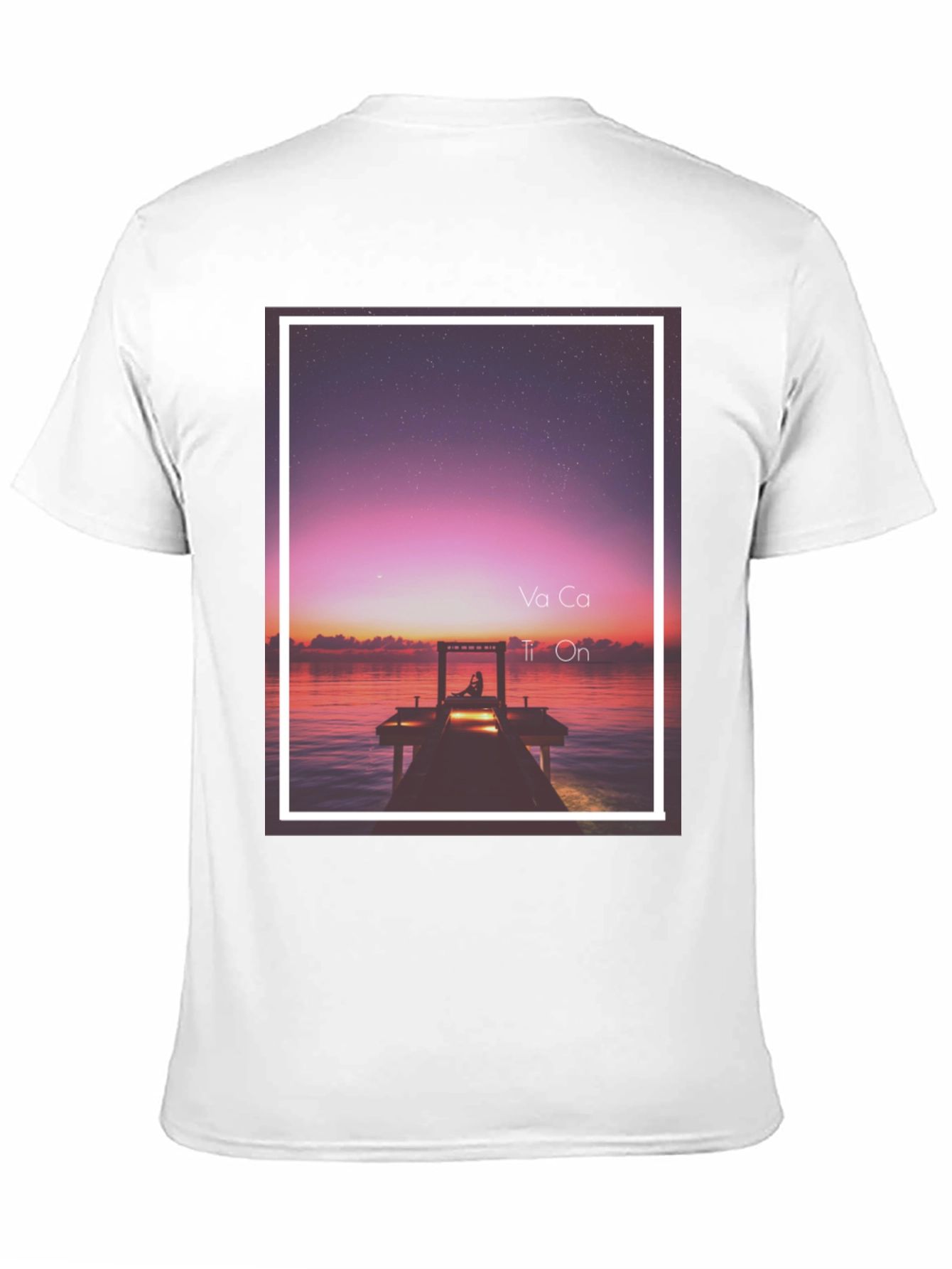 Sunset Dock Graphic Tee - Relaxed Fit Black T-Shirt