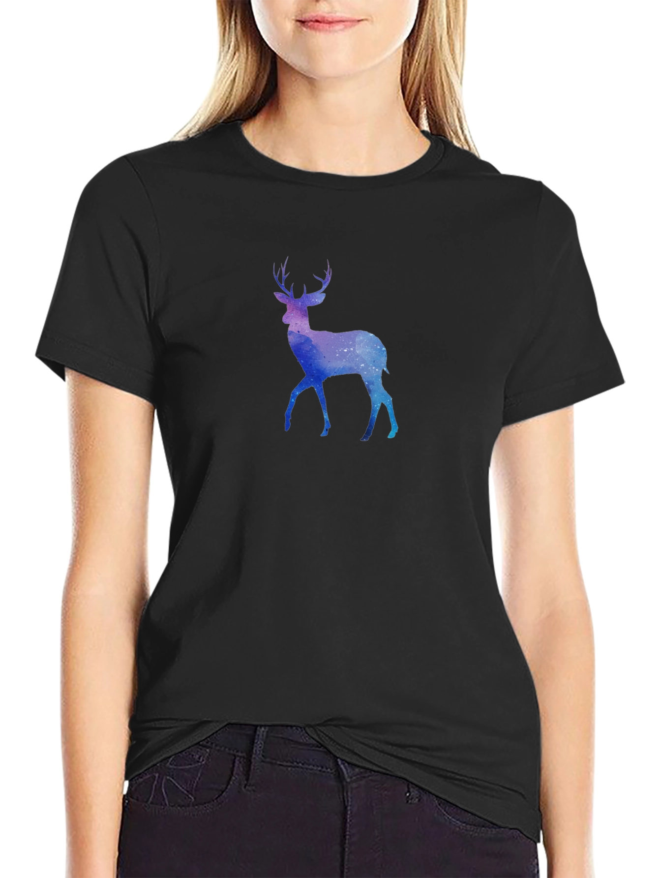 Cosmic Deer Graphic Tee - Mens Black T-Shirt