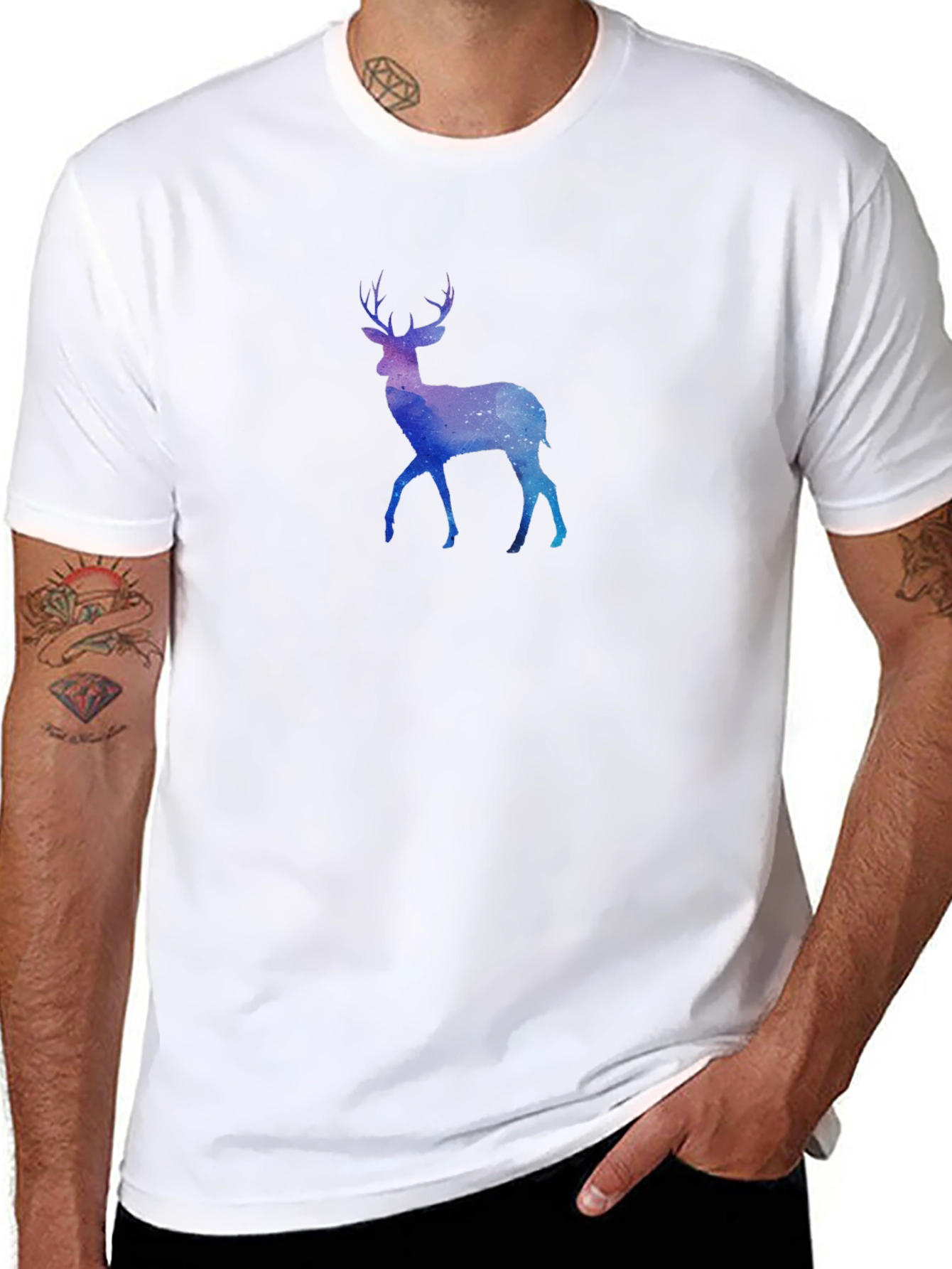 Cosmic Deer Graphic Tee - Mens Black T-Shirt