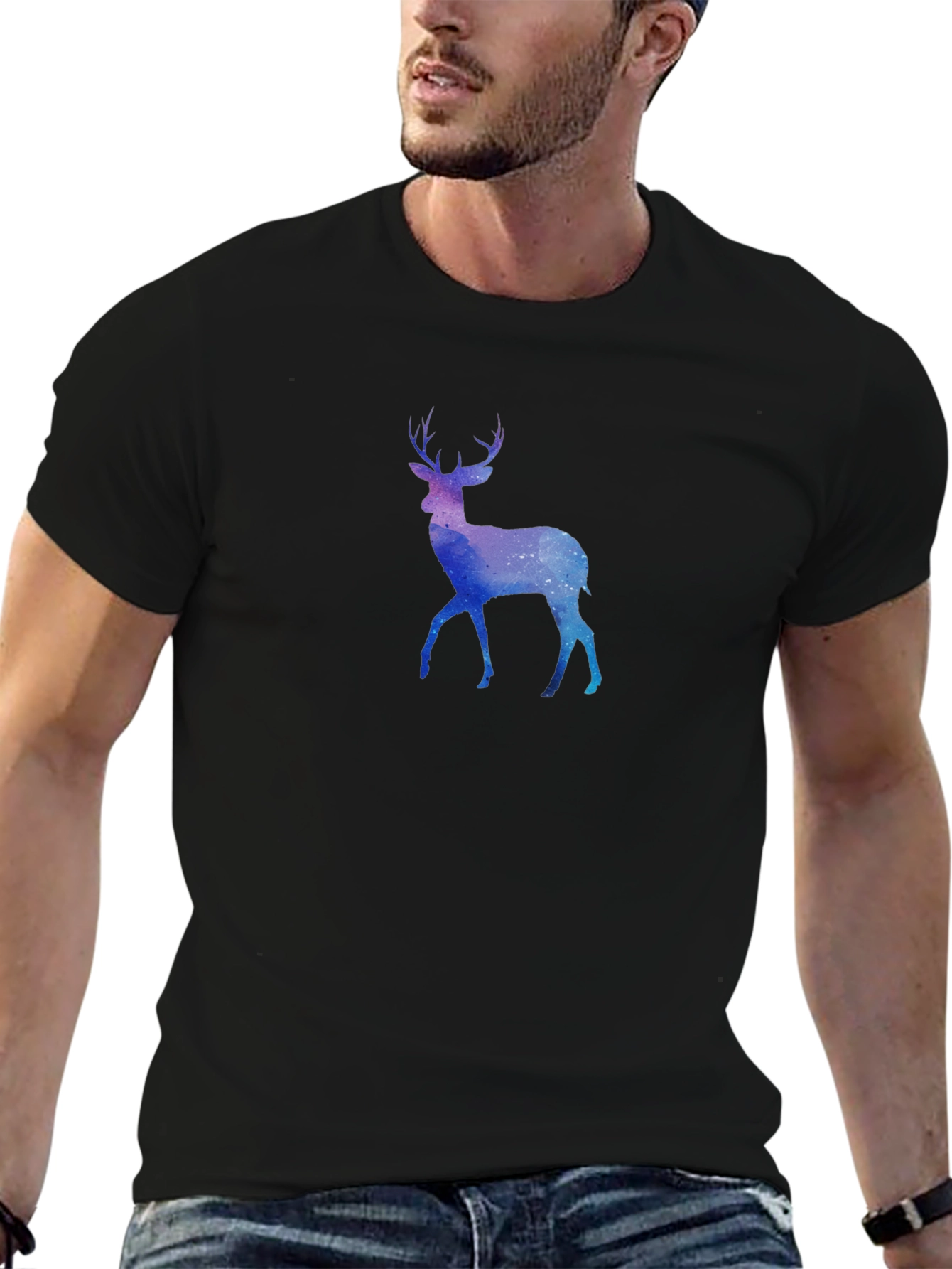 Cosmic Deer Graphic Tee - Mens Black T-Shirt