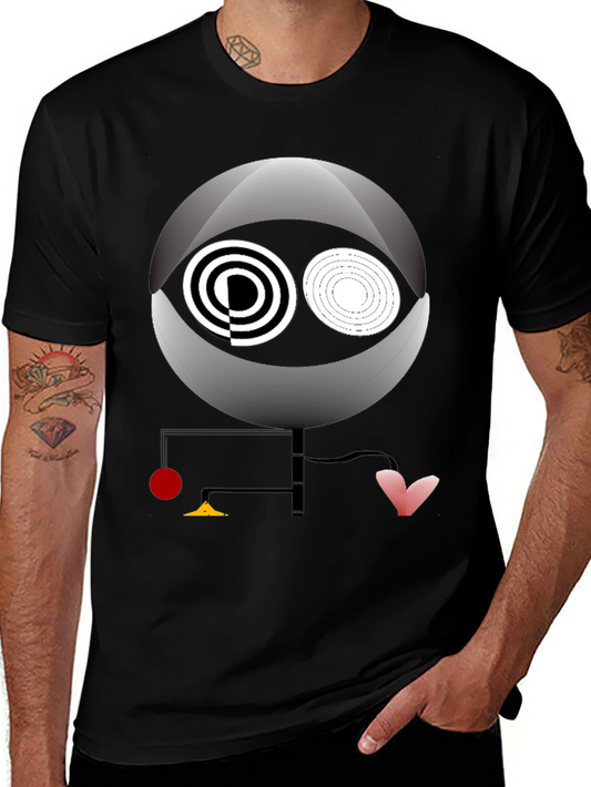 Abstract Graphic Print Crew Neck Tee - Modern Art Shirt