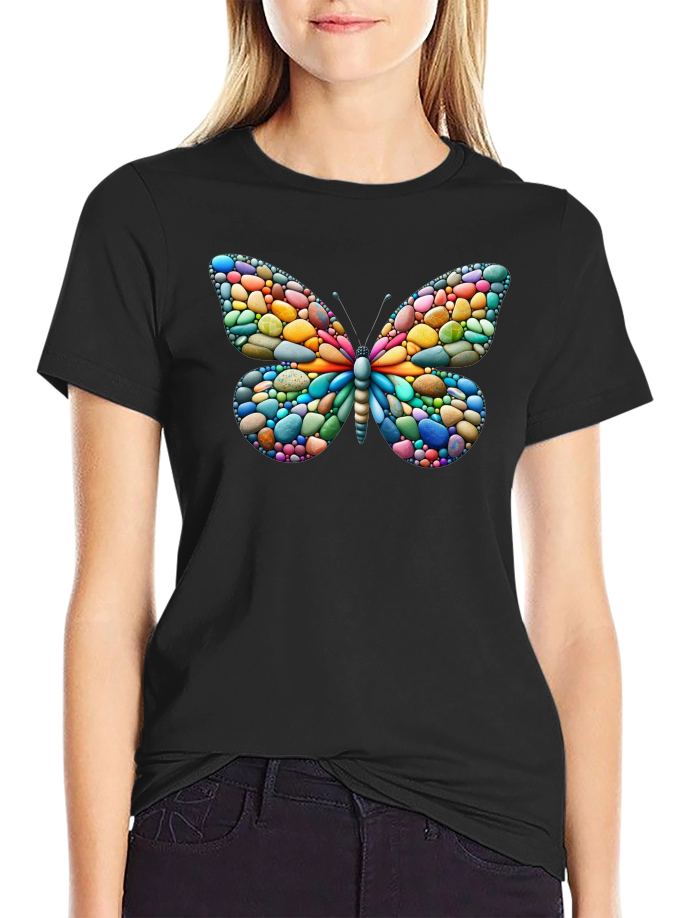 Butterfly Pebble Art T-Shirt