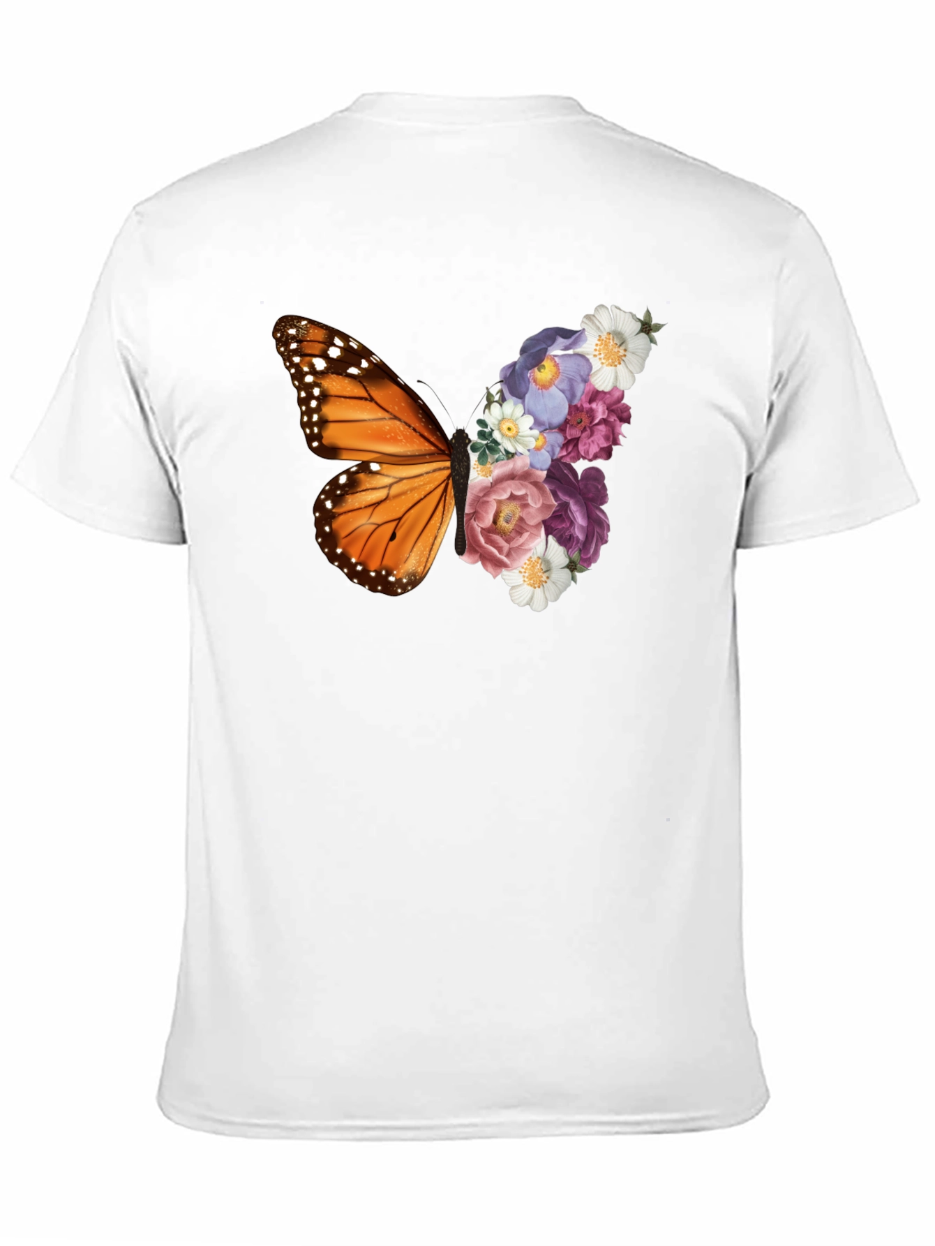 Butterfly Floral Print Black T-Shirt