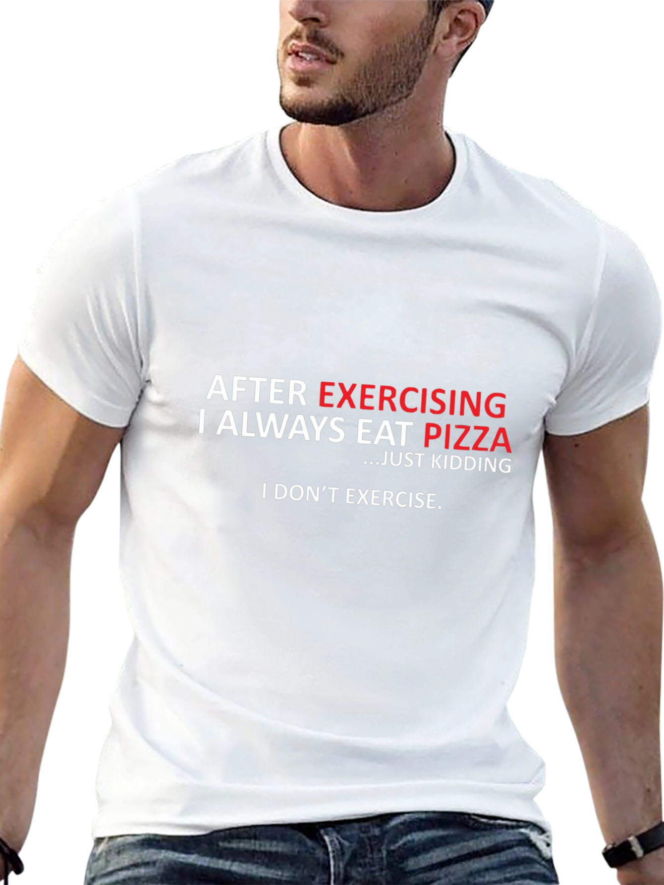 Funny Exercise Pizza T-Shirt - Black Cotton Tee