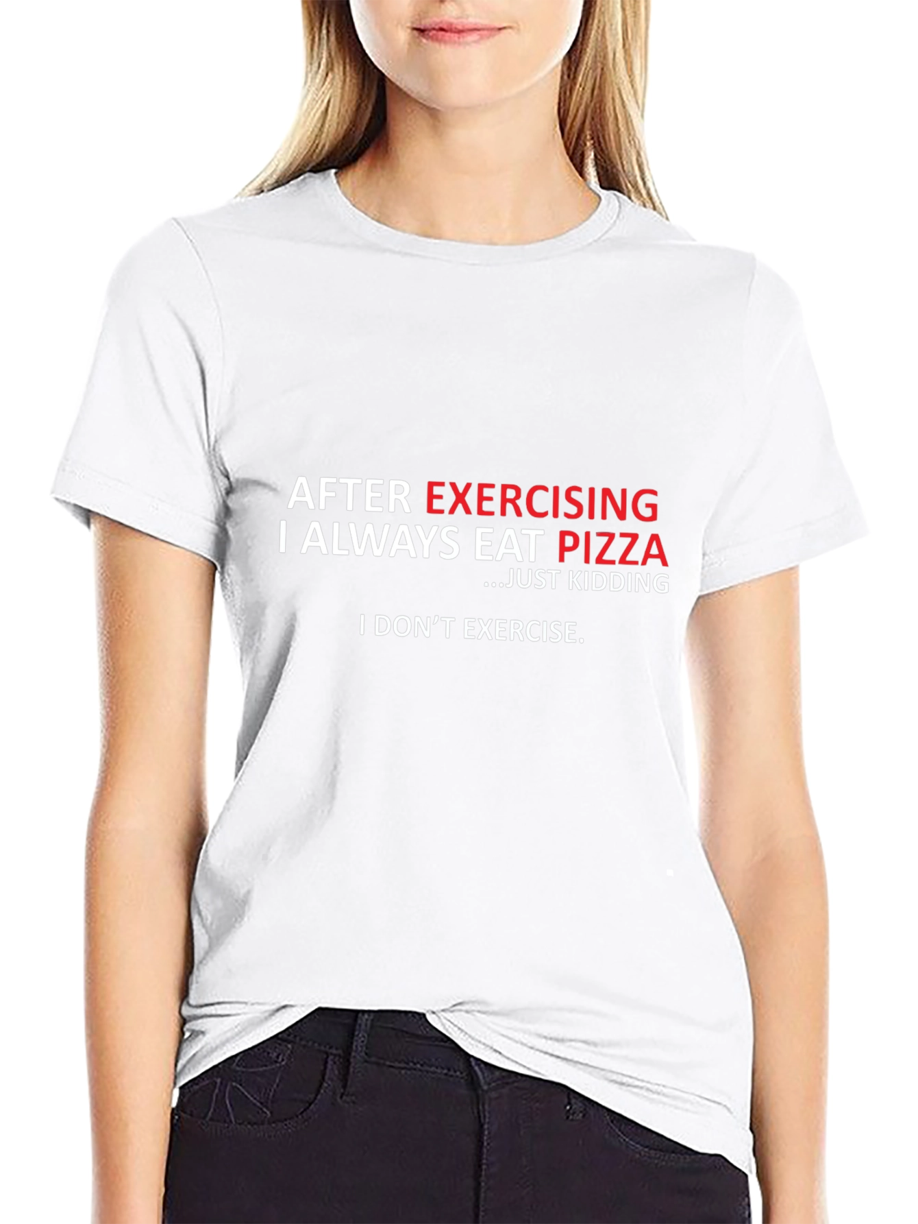 Funny Exercise Pizza T-Shirt - Black Cotton Tee