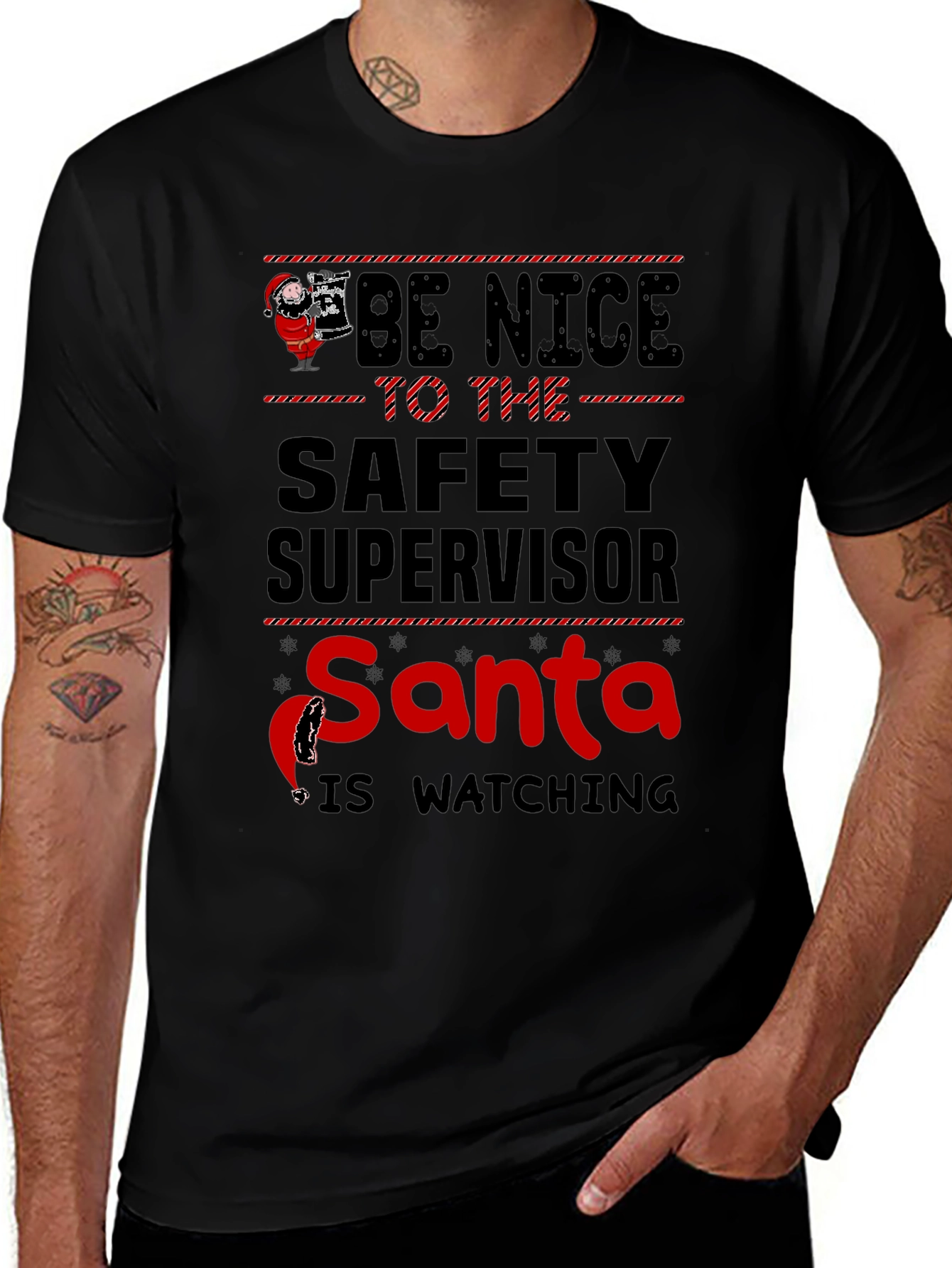Be Nice Safety Supervisor Santa Watching T-Shirt
