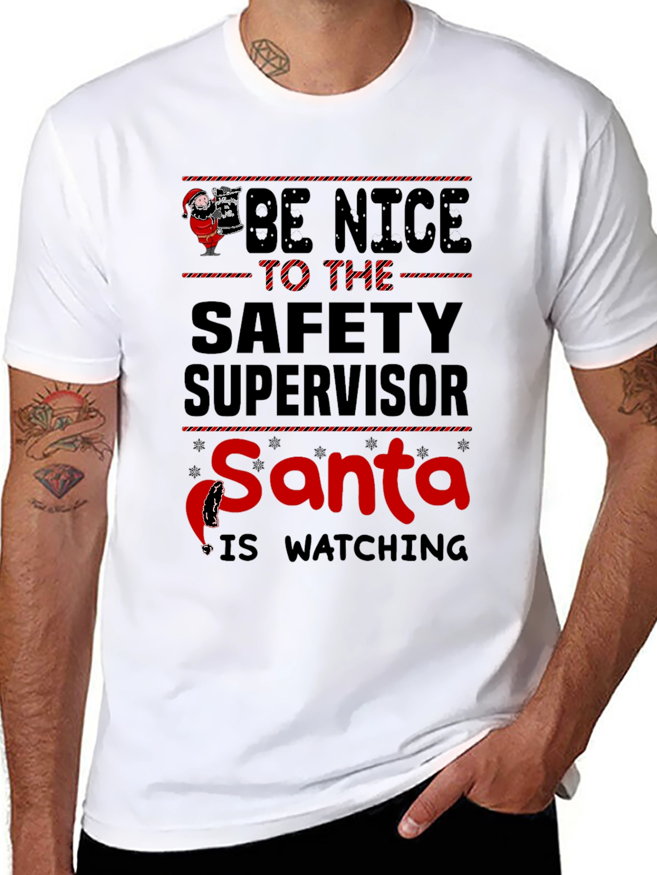 Be Nice Safety Supervisor Santa Watching T-Shirt