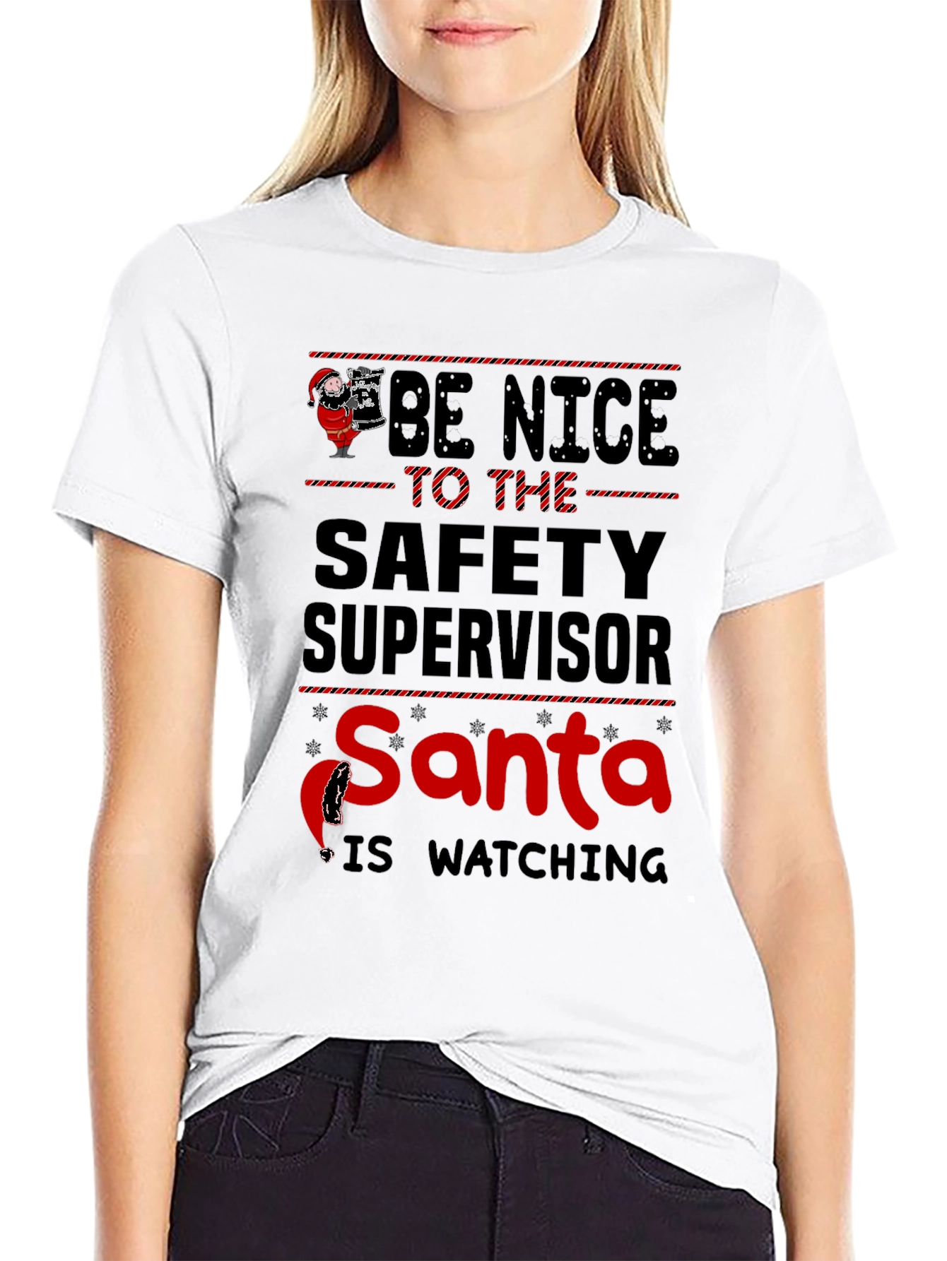 Be Nice Safety Supervisor Santa Watching T-Shirt