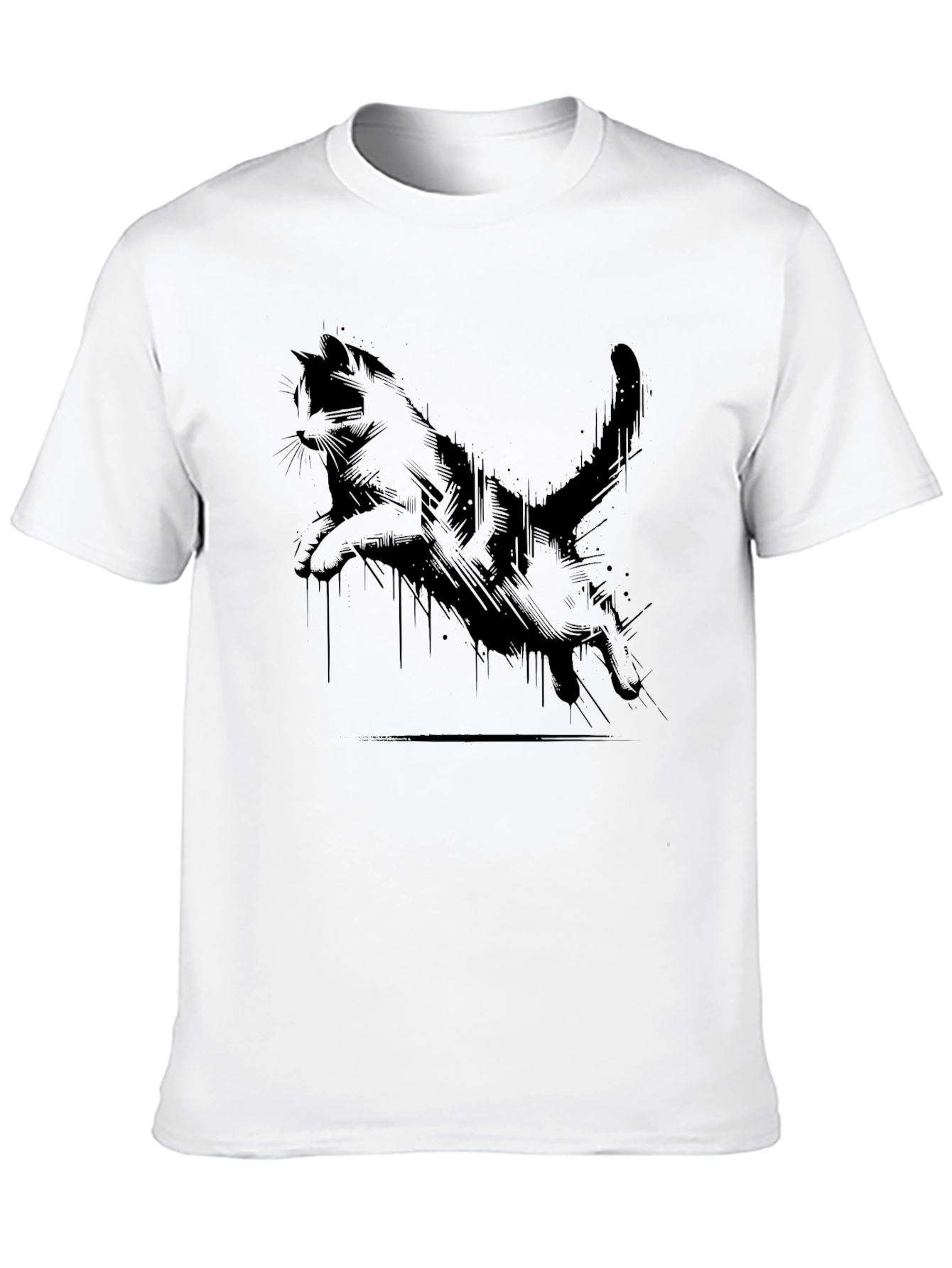 Cool Cat Print Black T-Shirt