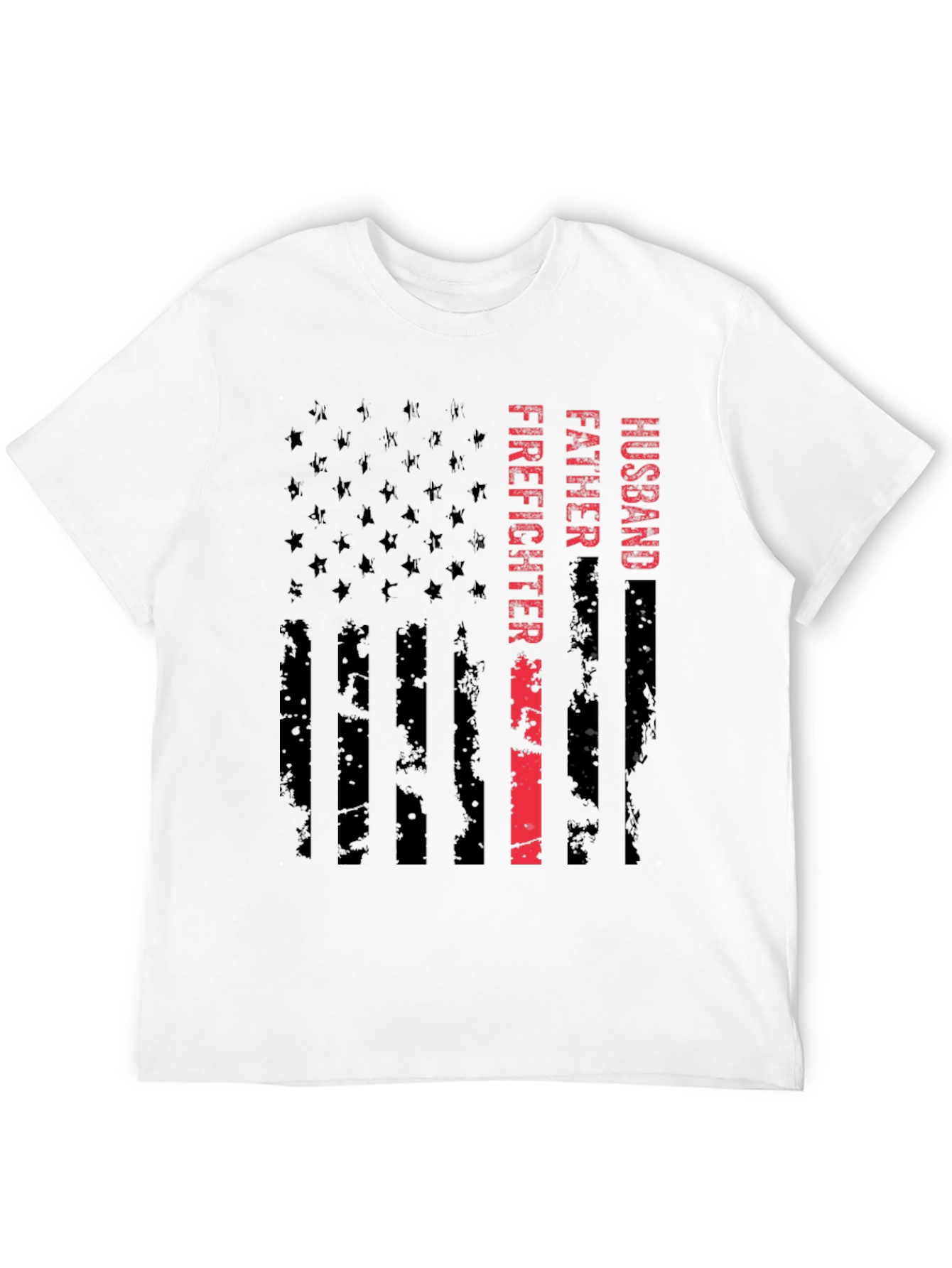 Husband Father Firefighter American Flag Graphic Tee
