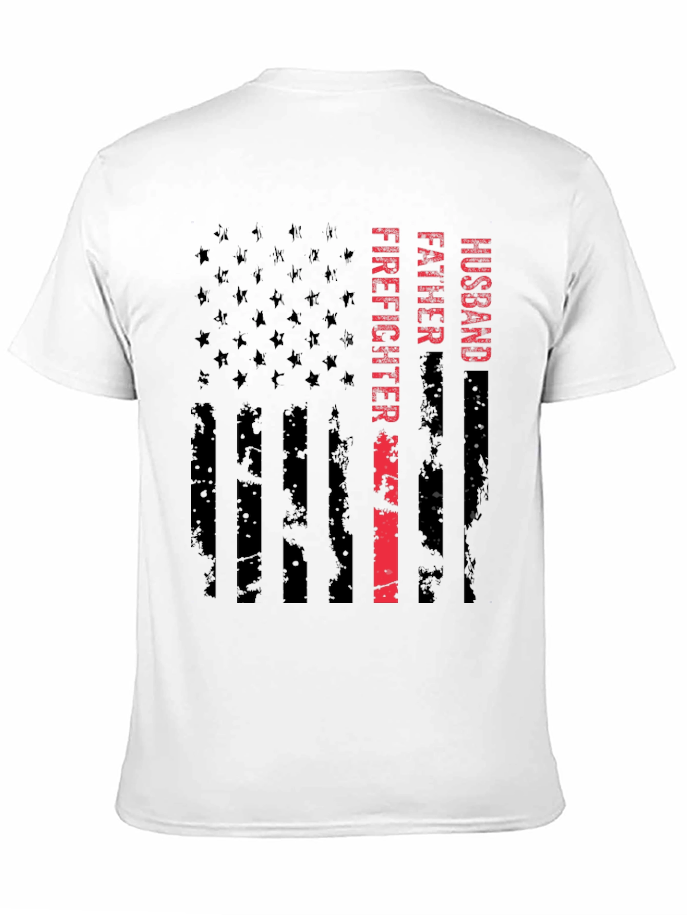 Husband Father Firefighter American Flag Graphic Tee