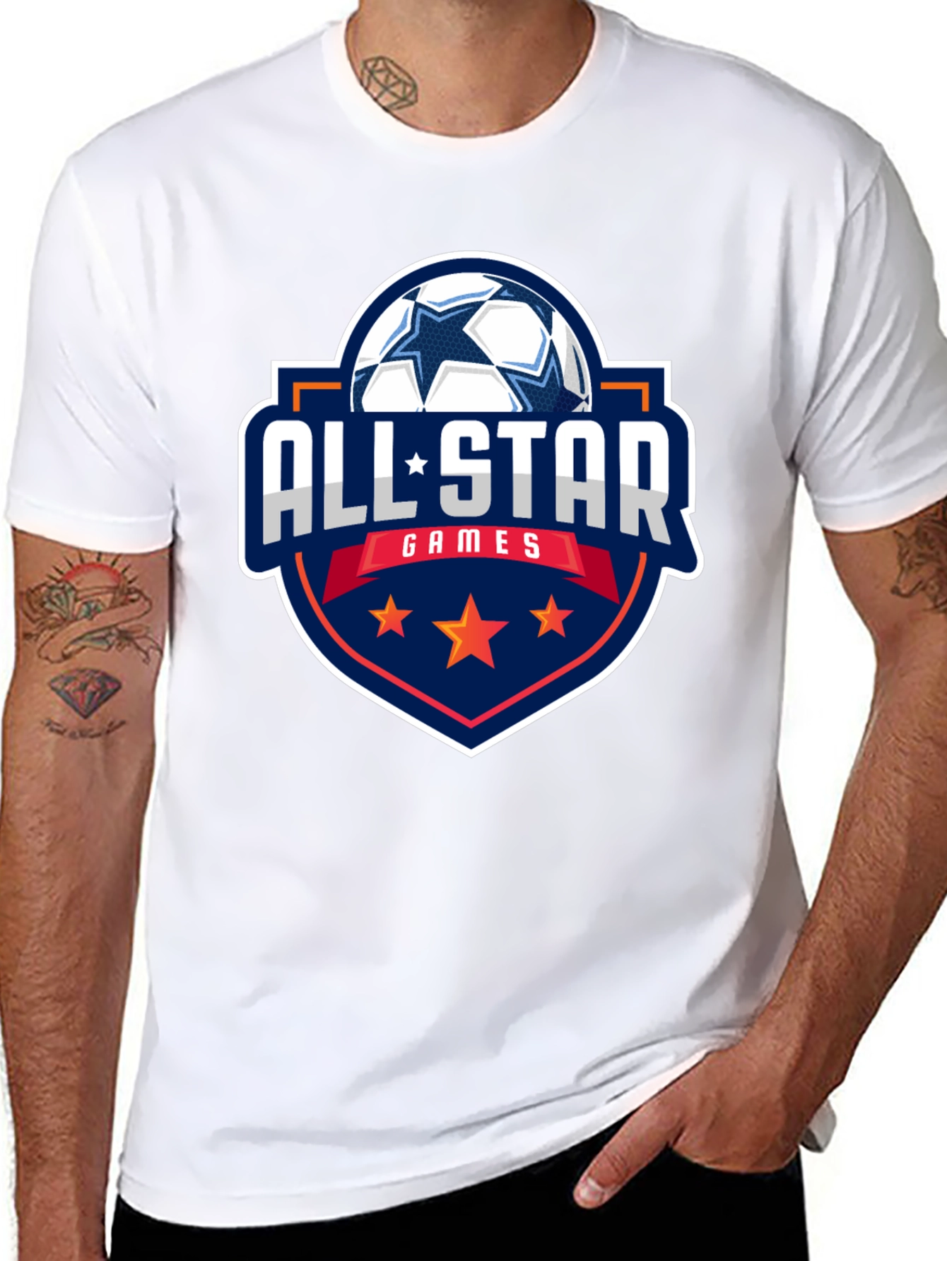 All-Star Games Soccer Graphic Tee - Black Cotton