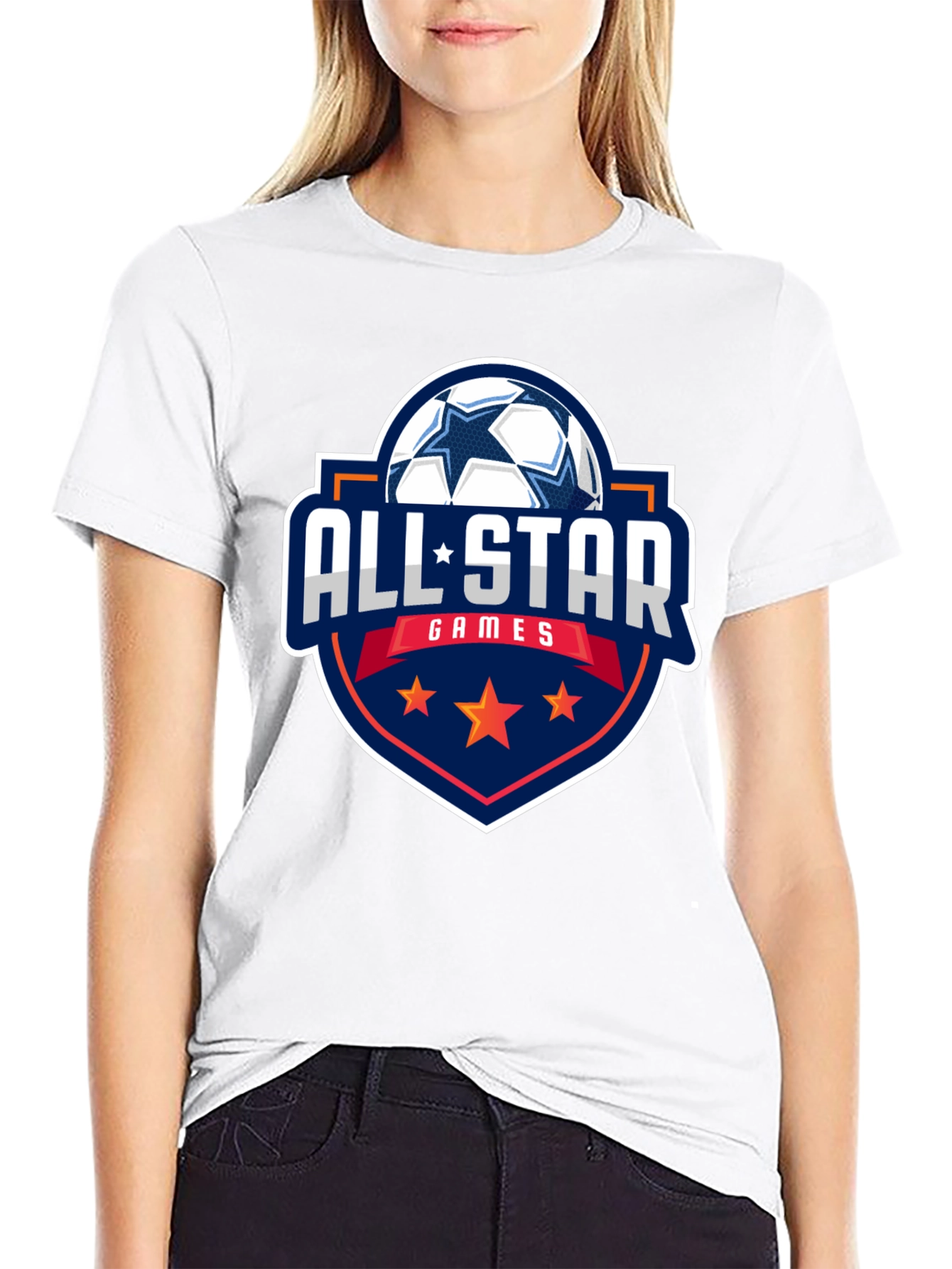 All-Star Games Soccer Graphic Tee - Black Cotton
