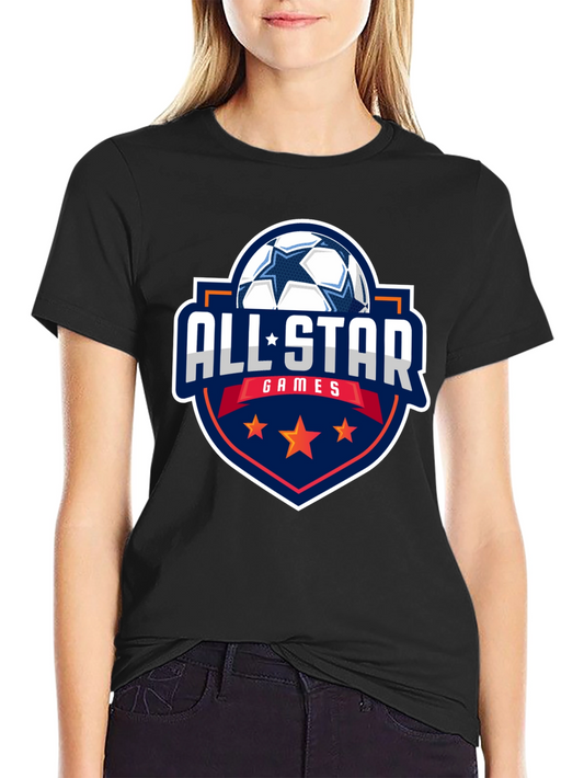 All-Star Games Soccer Graphic Tee - Black Cotton