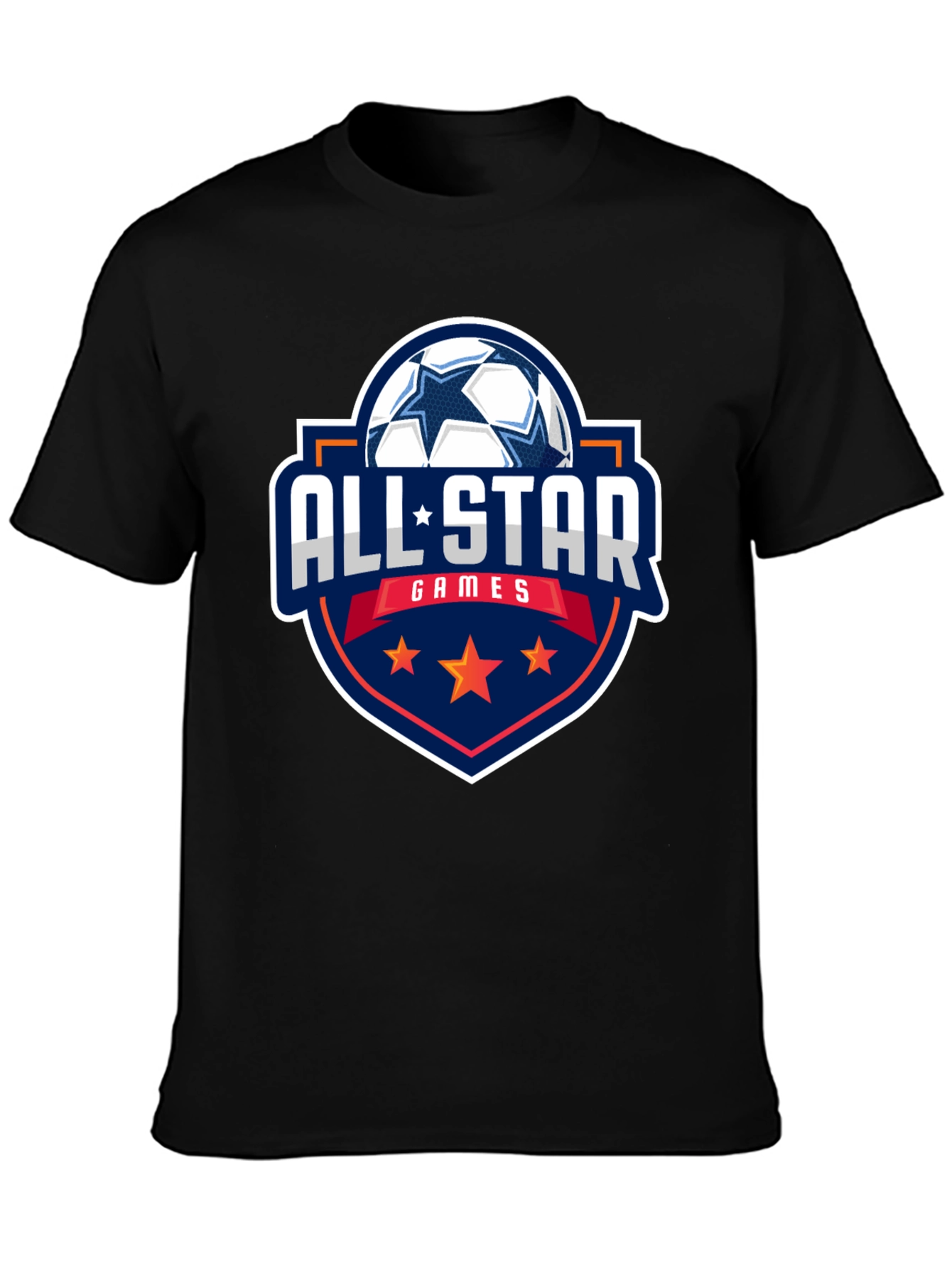 All-Star Games Soccer Graphic Tee - Black Cotton