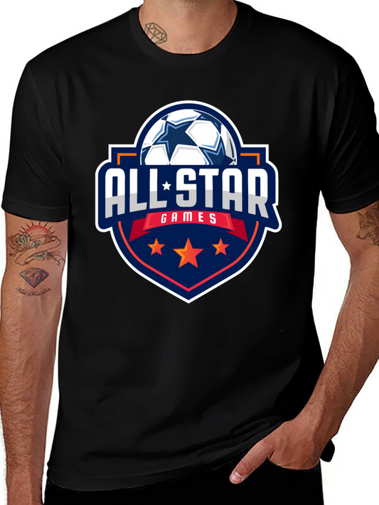 All-Star Games Soccer Graphic Tee - Black Cotton