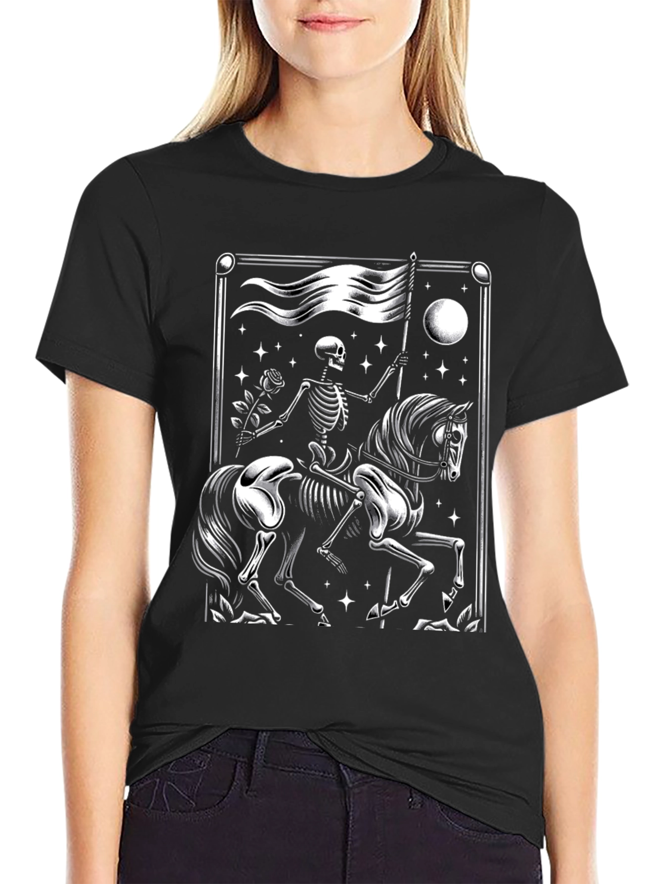 Skeleton Rider Graphic Tee - Dark Style