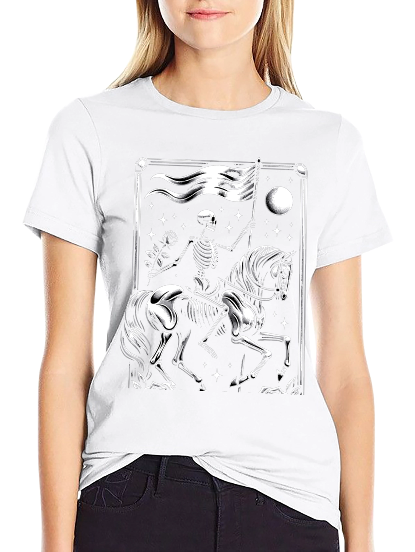Skeleton Rider Graphic Tee - Dark Style