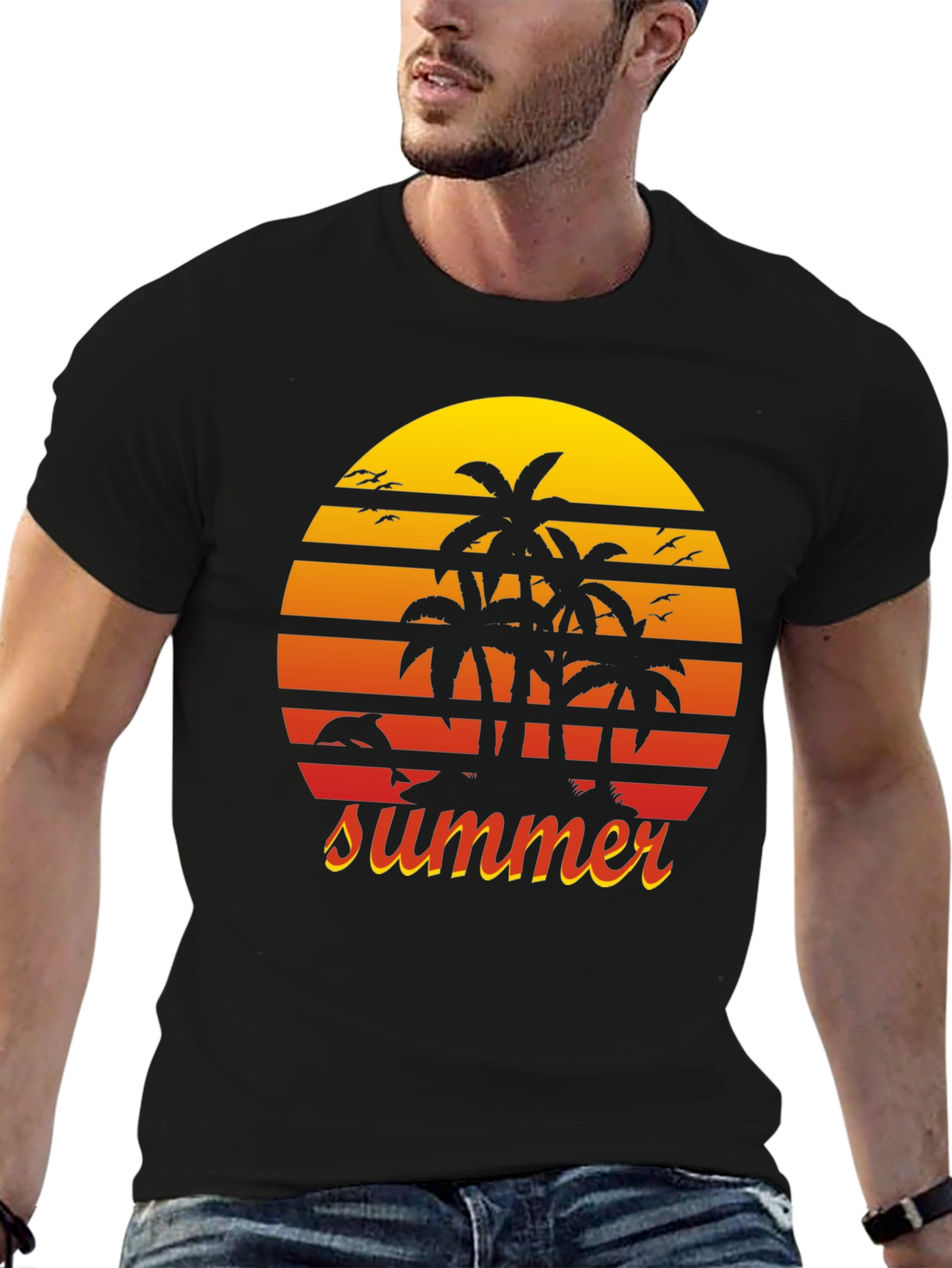 Summer Palm Tree Sunset Graphic Tee