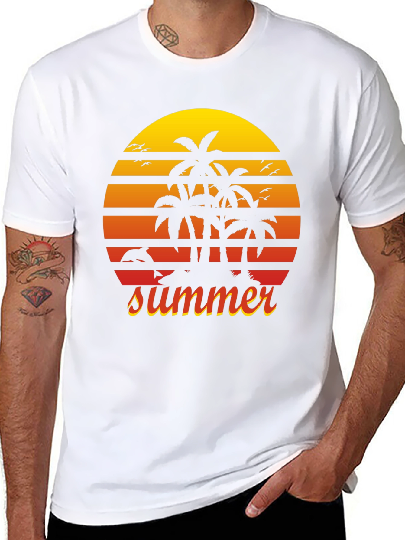 Summer Palm Tree Sunset Graphic Tee