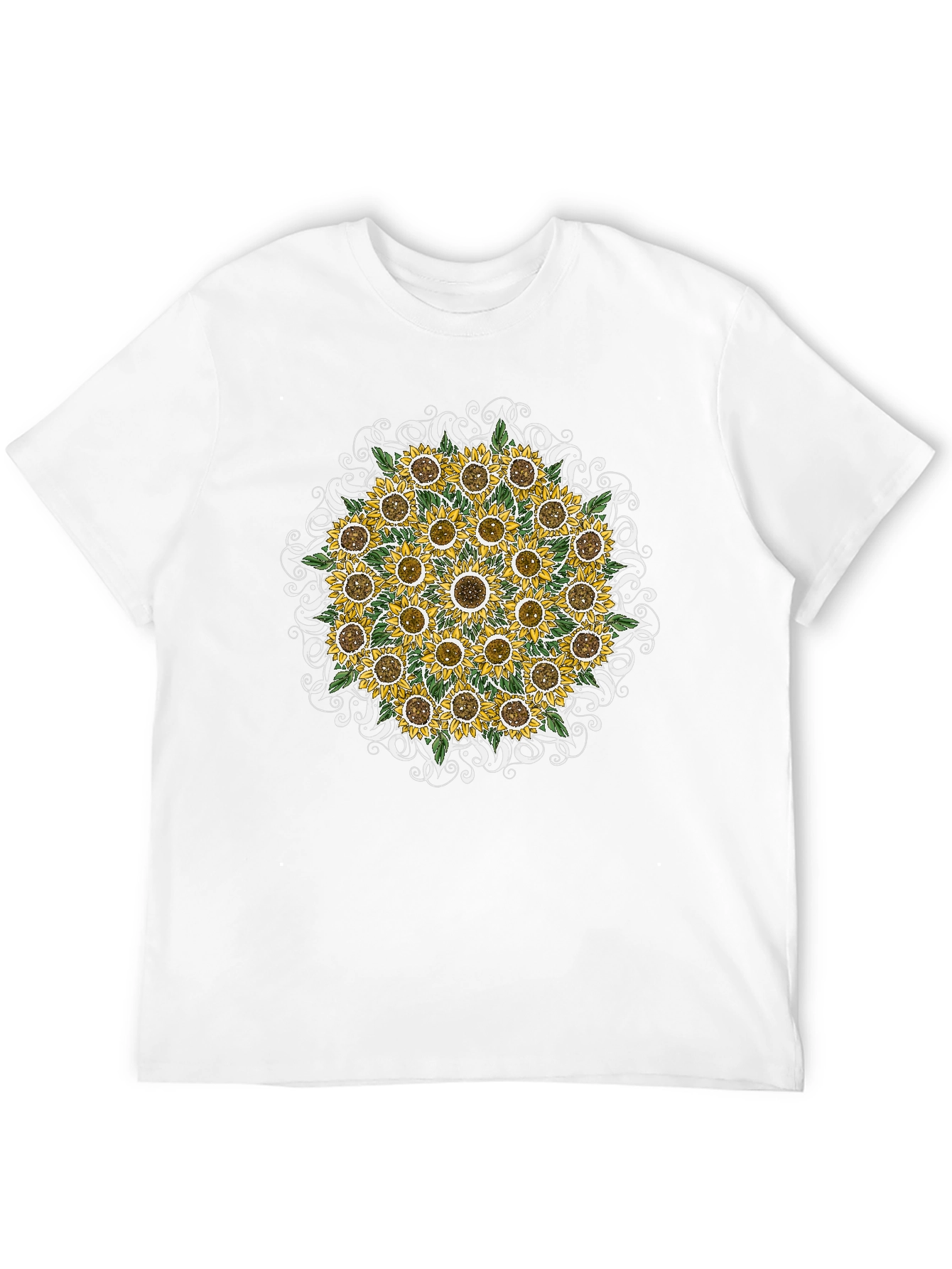 Sunflower Mandala Graphic Tee - Black