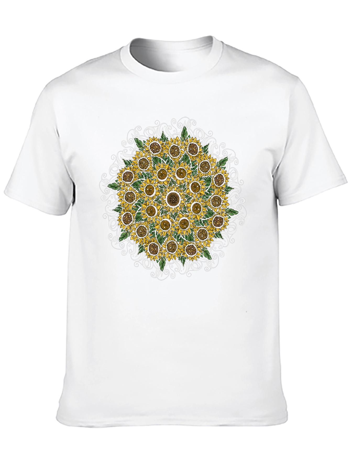 Sunflower Mandala Graphic Tee - Black