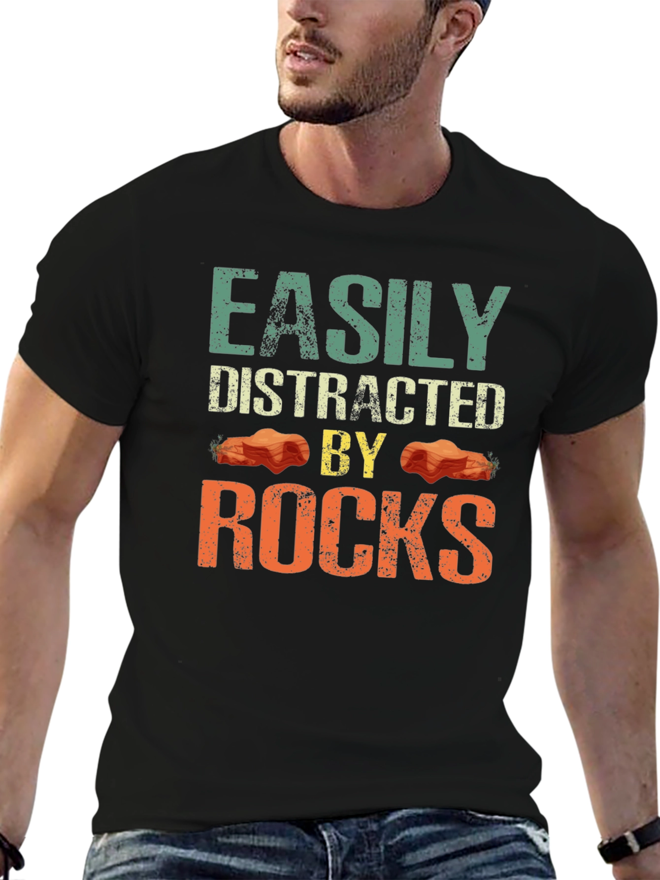 Easily Distracted By Rocks Funny Geologist T-Shirt