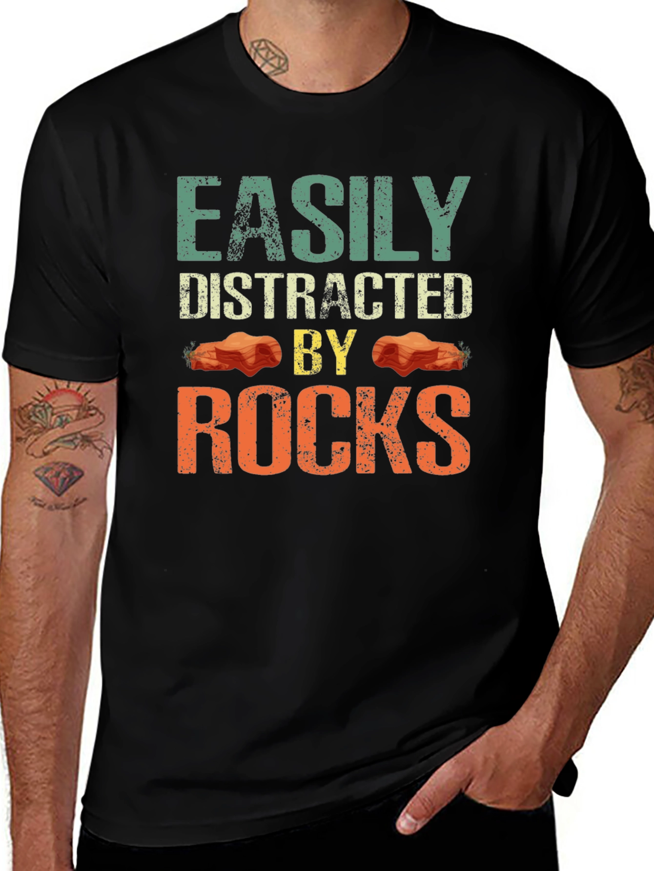 Easily Distracted By Rocks Funny Geologist T-Shirt