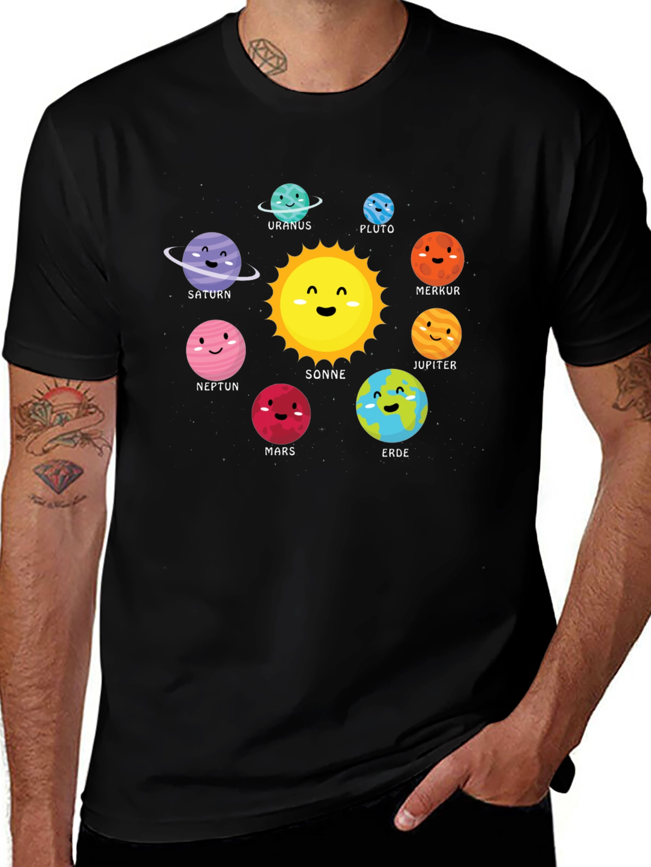 Cute Planets Graphic Tee - Solar System T-Shirt