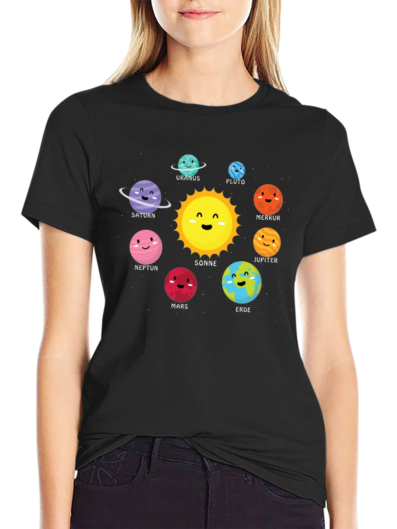 Cute Planets Graphic Tee - Solar System T-Shirt