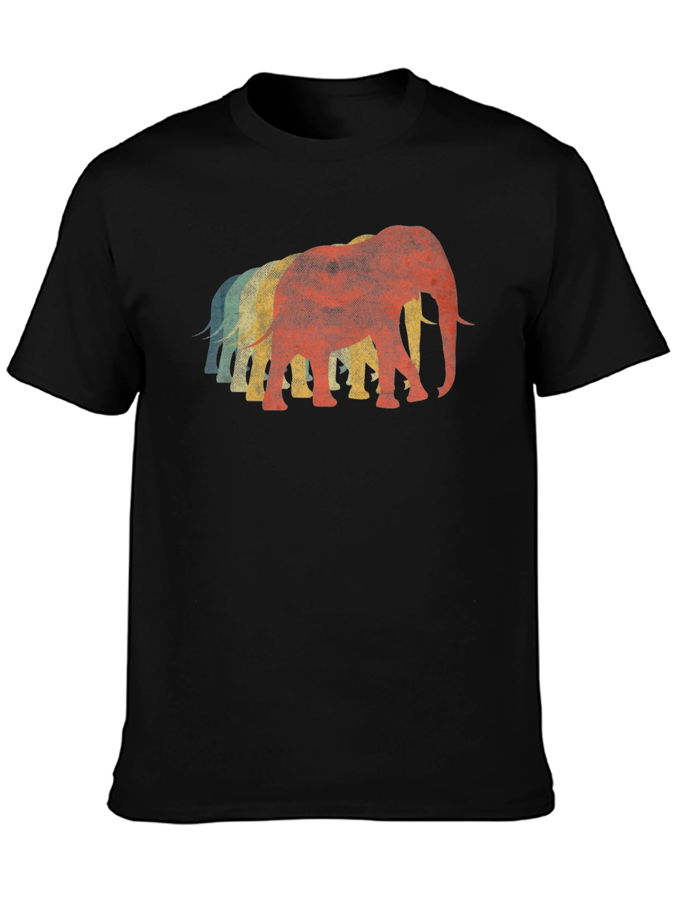 Retro Elephant T-Shirt - Black