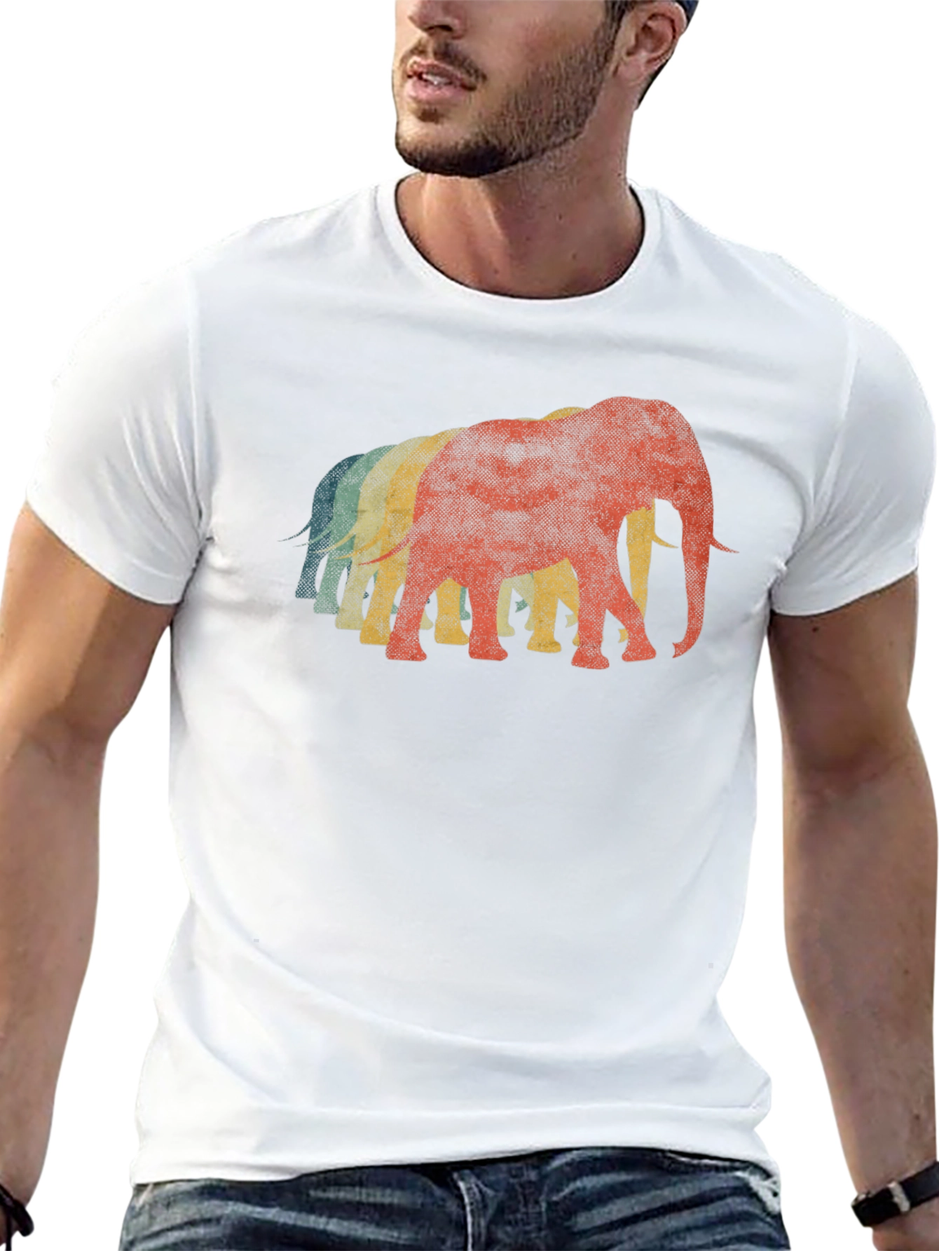 Retro Elephant T-Shirt - Black