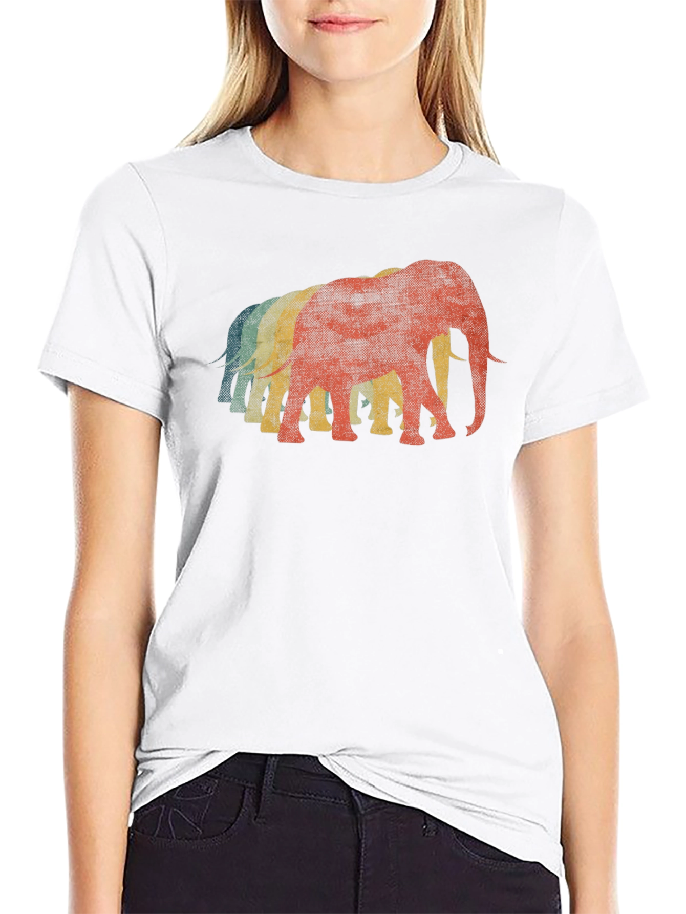 Retro Elephant T-Shirt - Black
