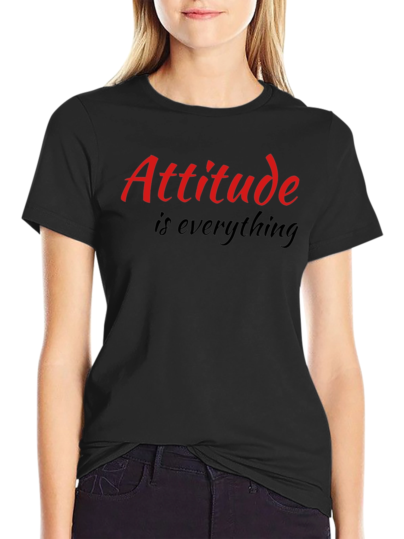Attitude is Everything Mens Black Graphic T-Shirt