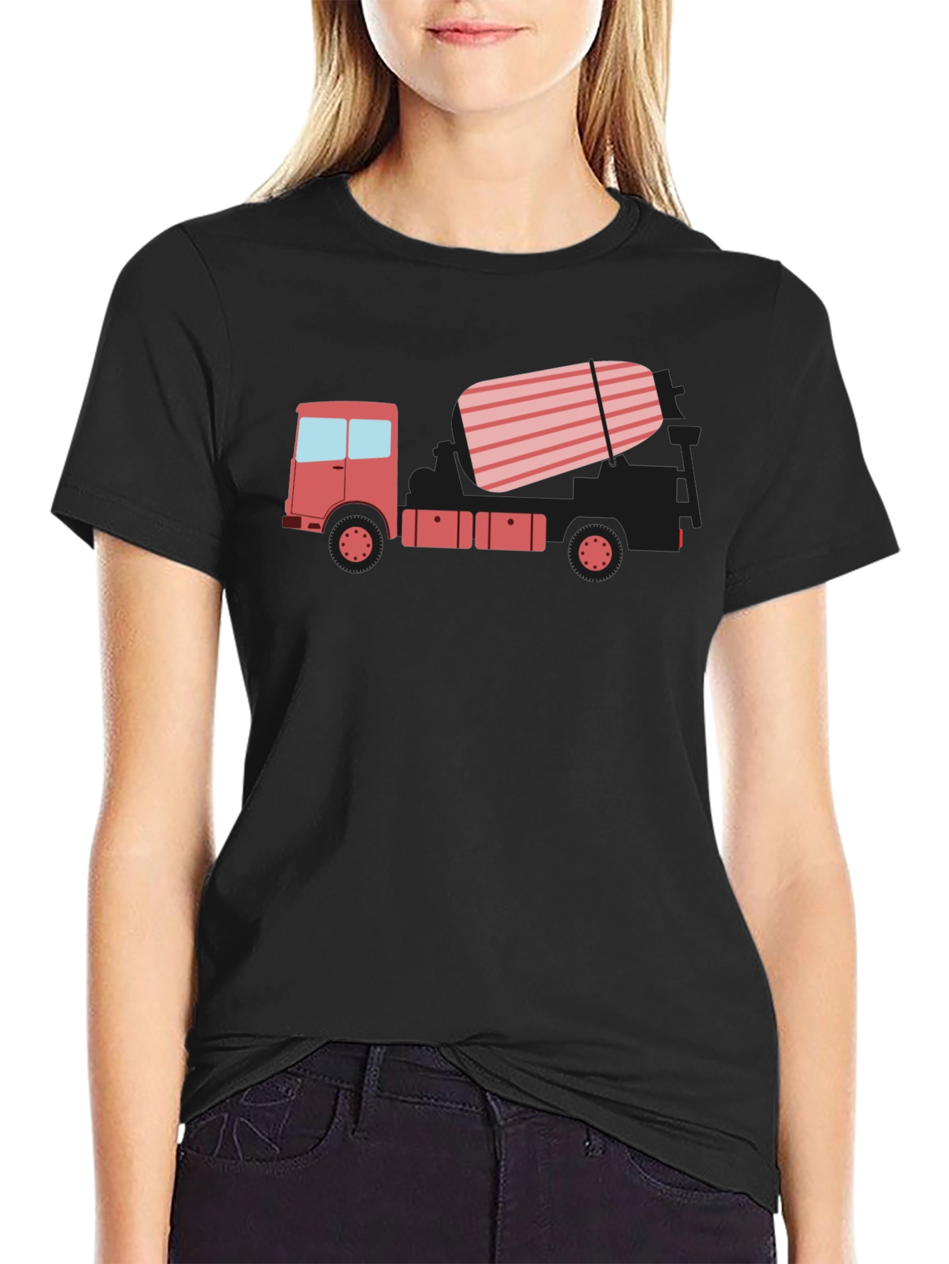 Concrete Truck Graphic Tee - Black Casual T-Shirt