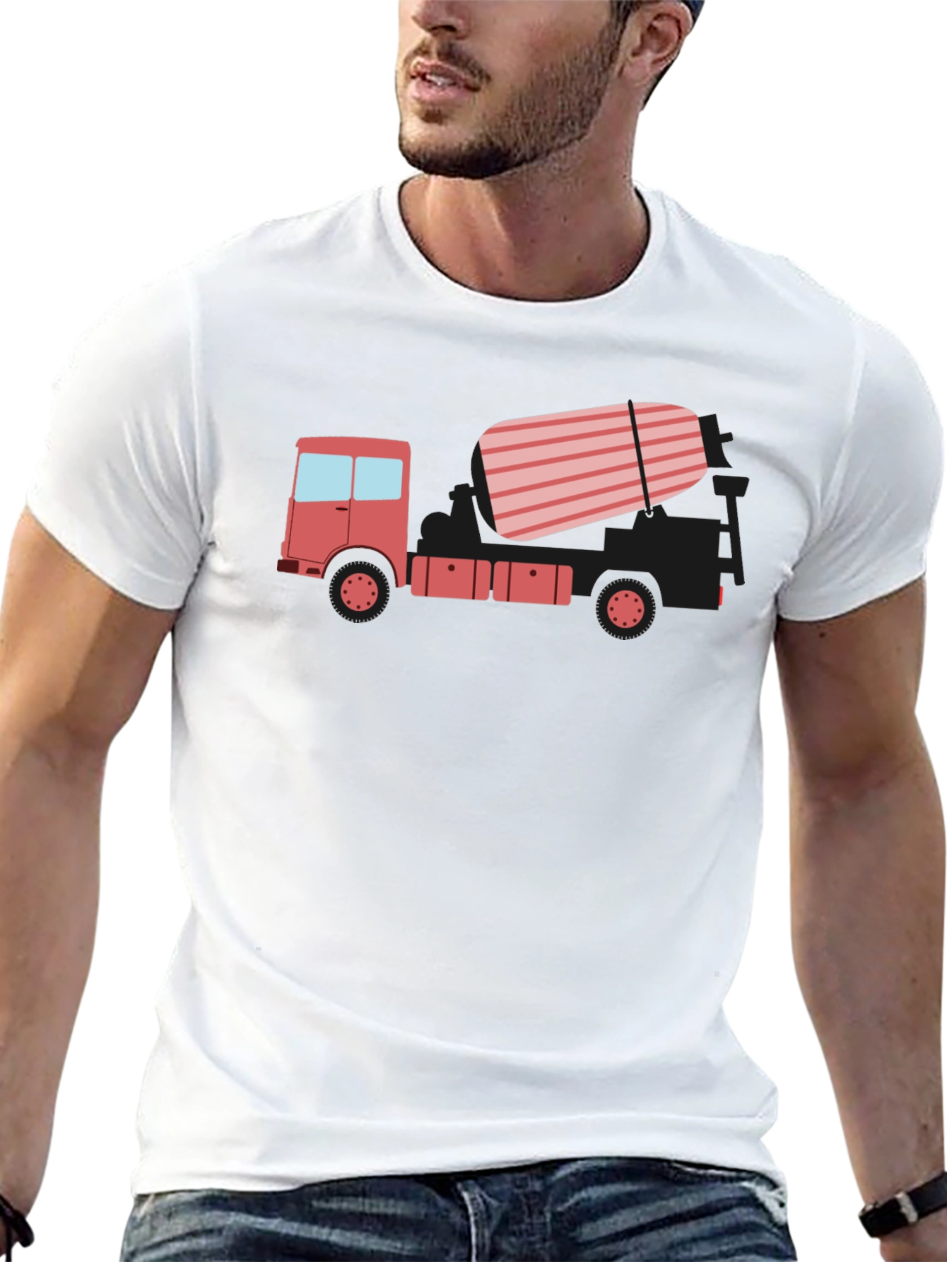 Concrete Truck Graphic Tee - Black Casual T-Shirt